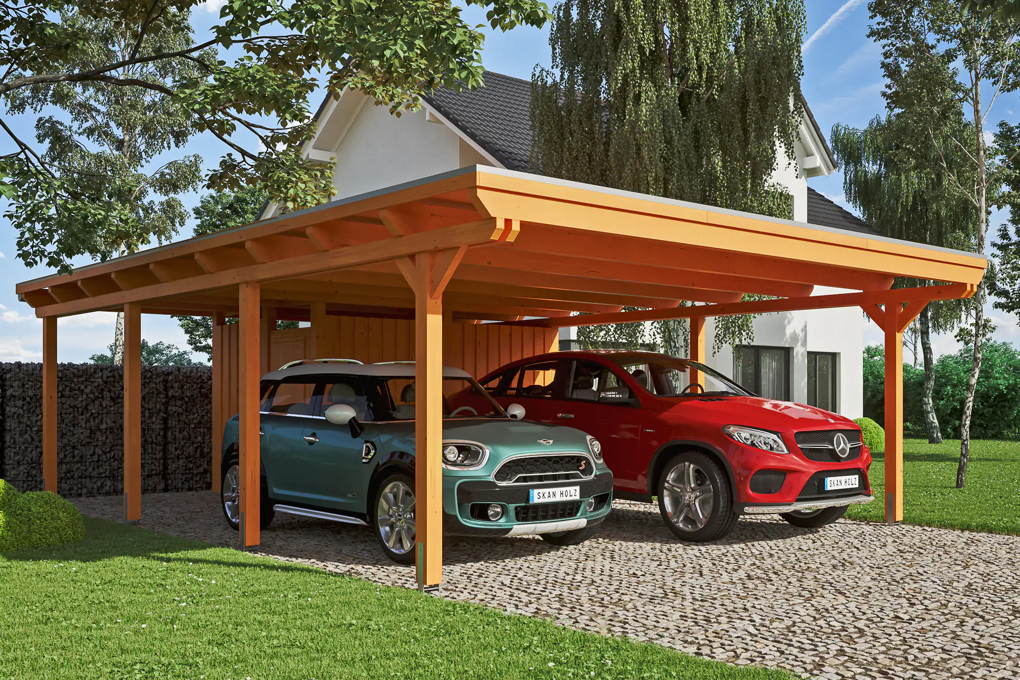 SKAN HOLZ Carport Emsland 613 x 846 cm mit EPDM-Dach, mit Abstellraum