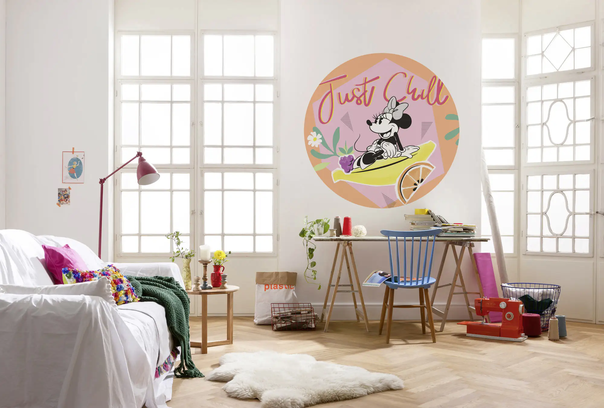 Komar Vlies Fototapete Dot Minnie Chill Ø 128 cm, selbstklebend Komar Vlies Fototapete Dot Minnie Chill Ø 128 cm, selbstklebend