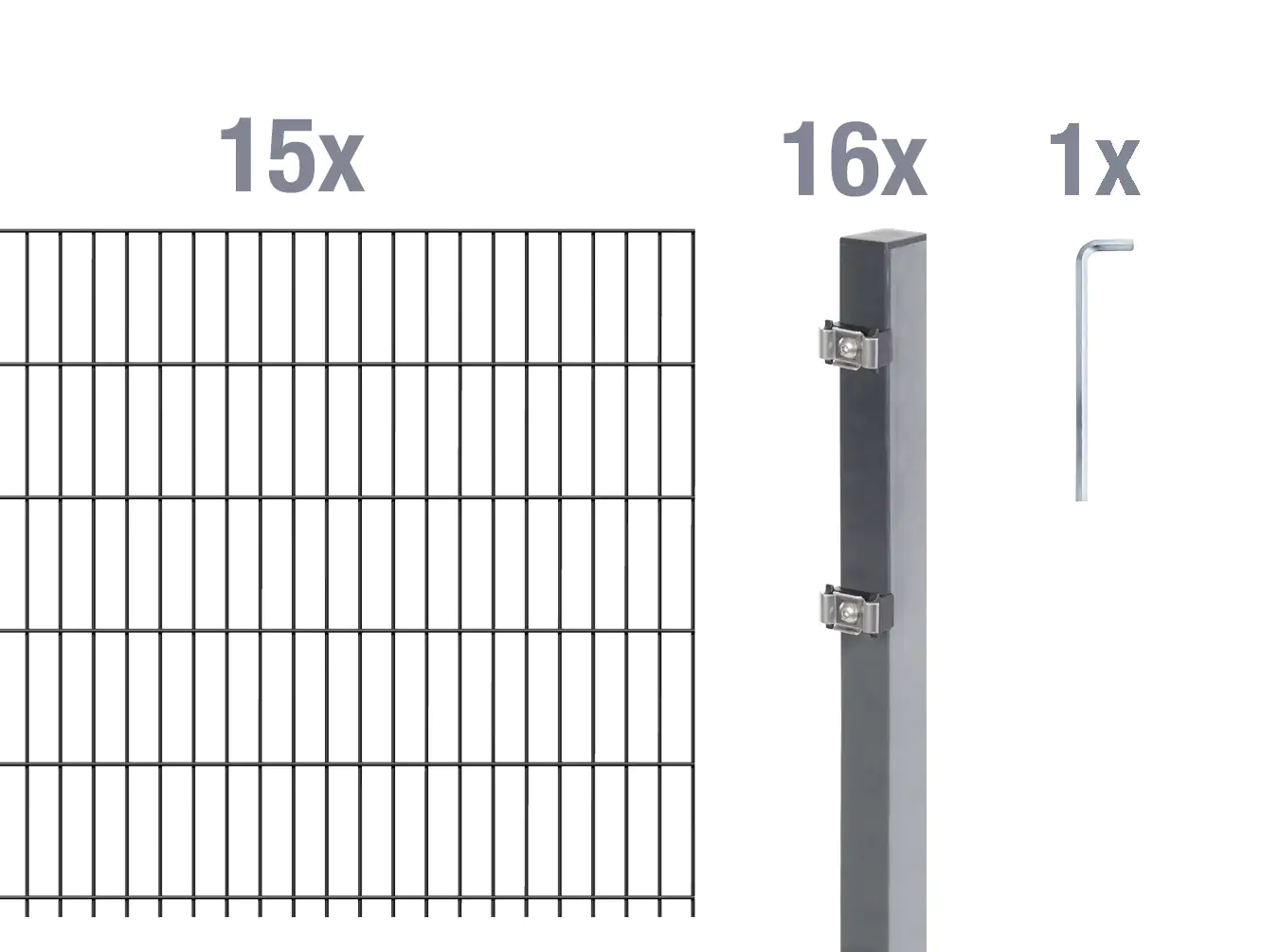 Alberts Doppelstabmatten-Grundset 30 m 200 x 80 cm 6/5/6 anthrazit Alberts Doppelstabmatten-Grundset 30 m 200 x 80 cm 6/5/6 anthrazit