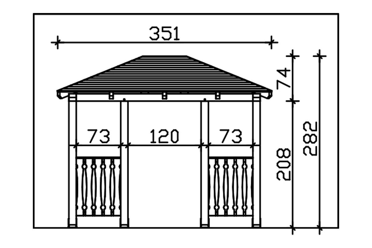 SKAN HOLZ Vordach Wismar Typ 8 351 x 187 cm, natur