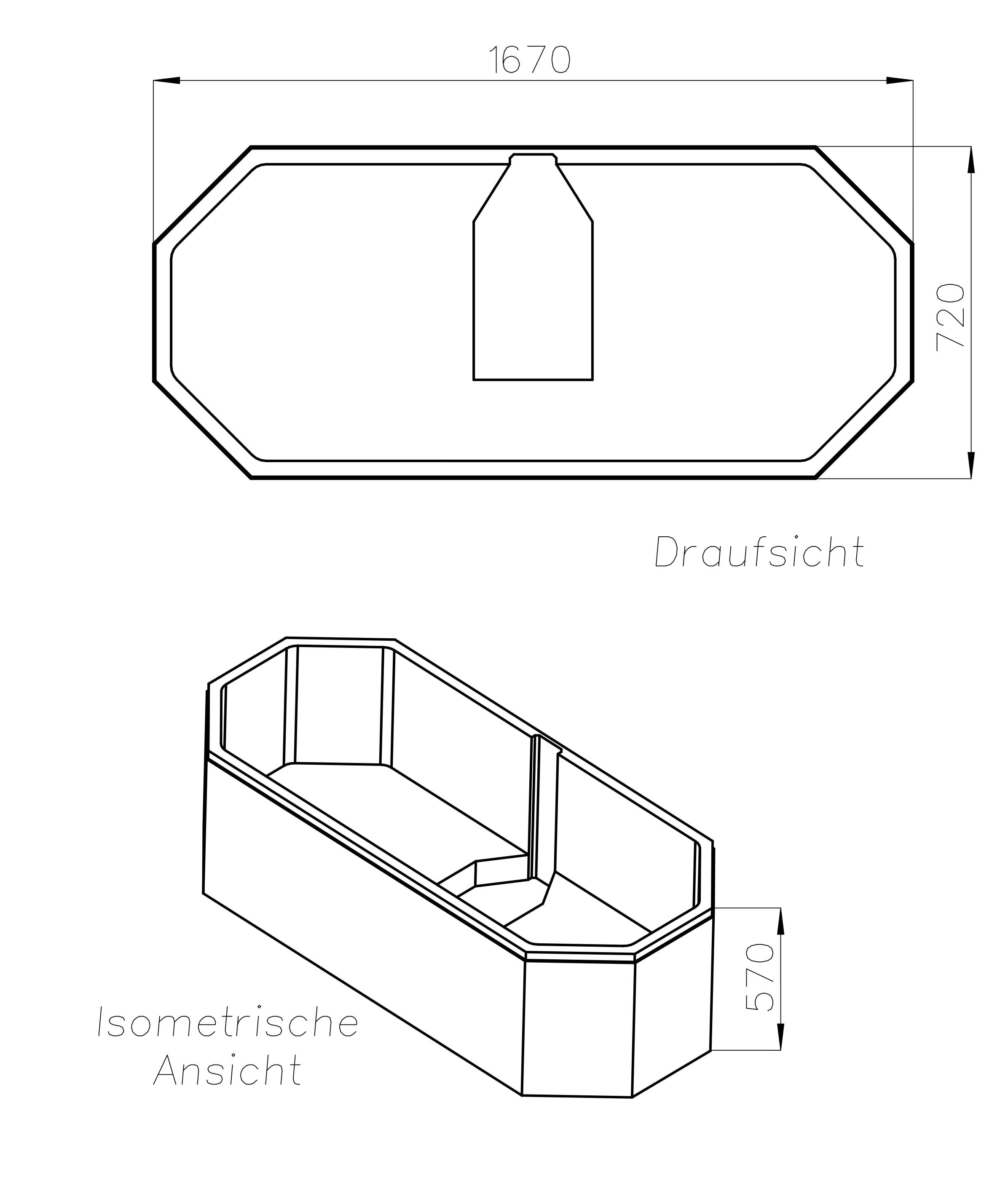 Ottofond Wannenträger Sicilia 1670 x 720 mm