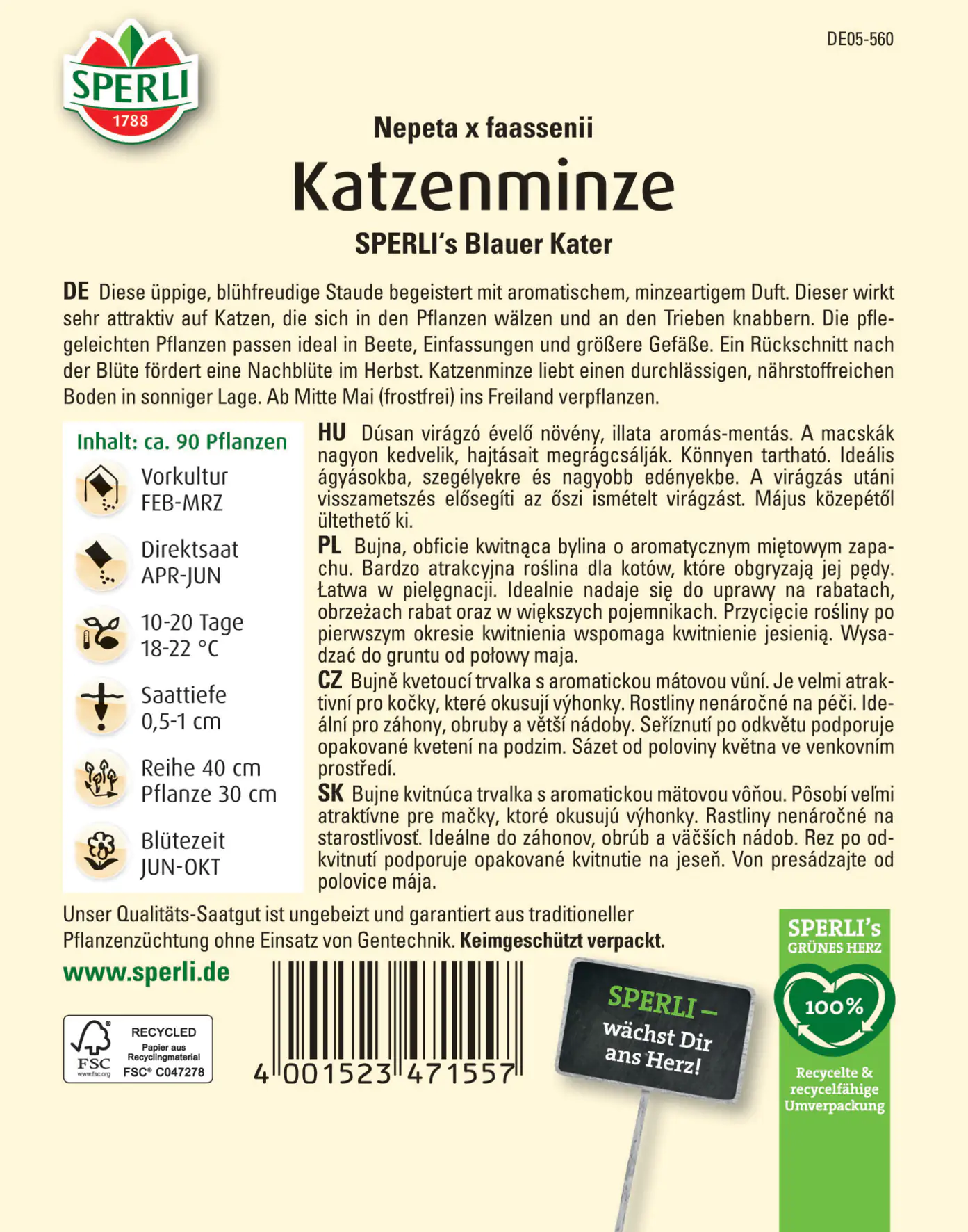 Sperli Katzenminze Sperli's Blauer Kater