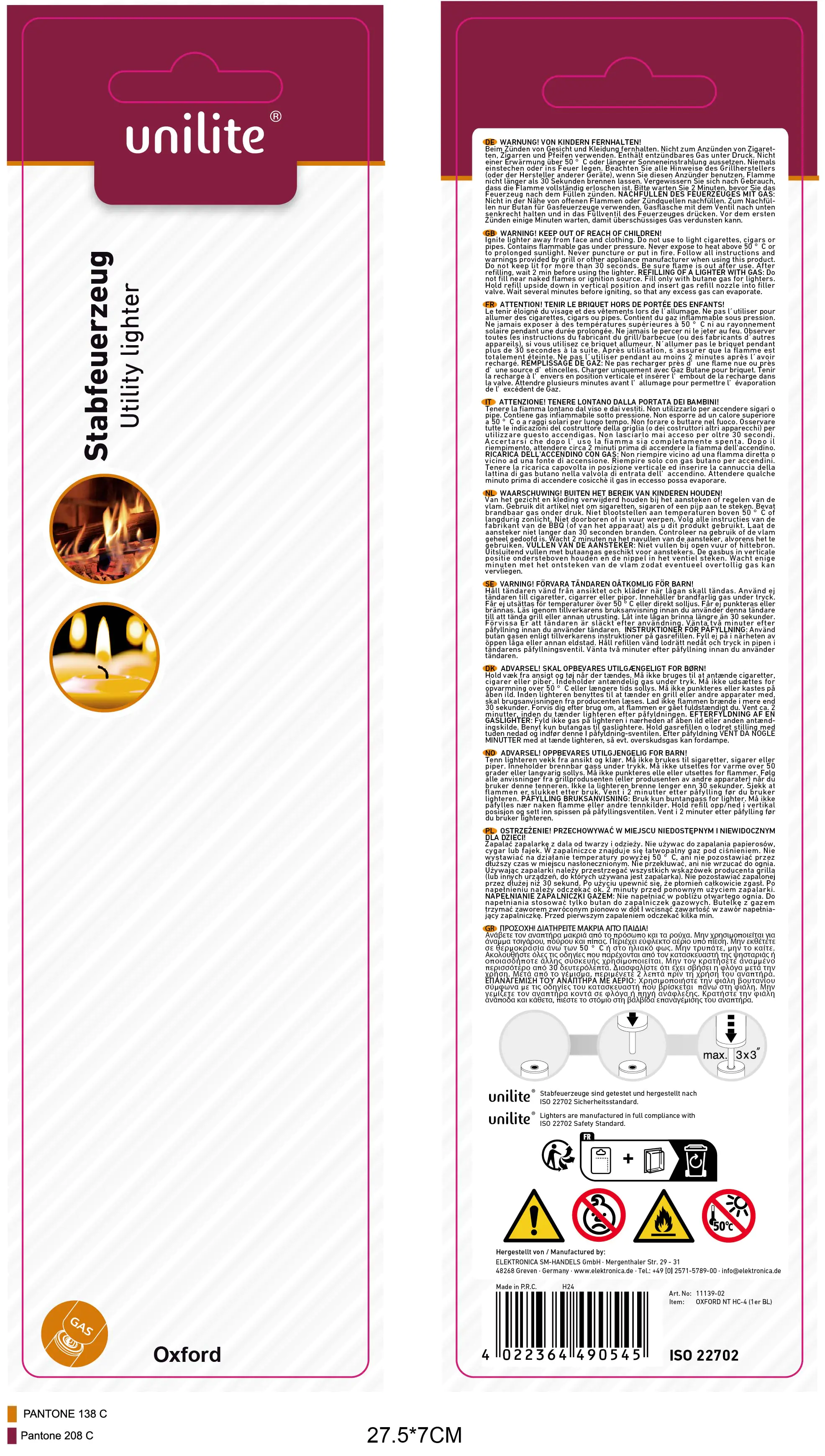 Unilite Stabfeuerzeug Oxford NT HC-4