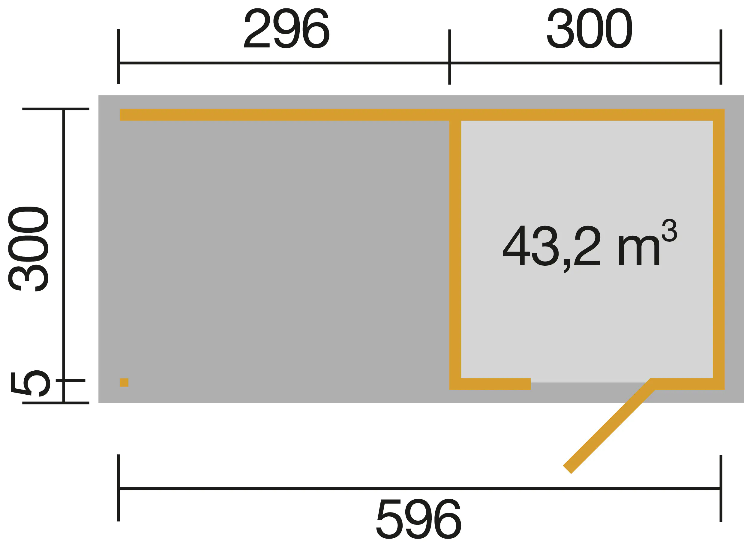 Weka Designhaus Wekaline 413 B 596 x 300 cm natur mit Fußboden