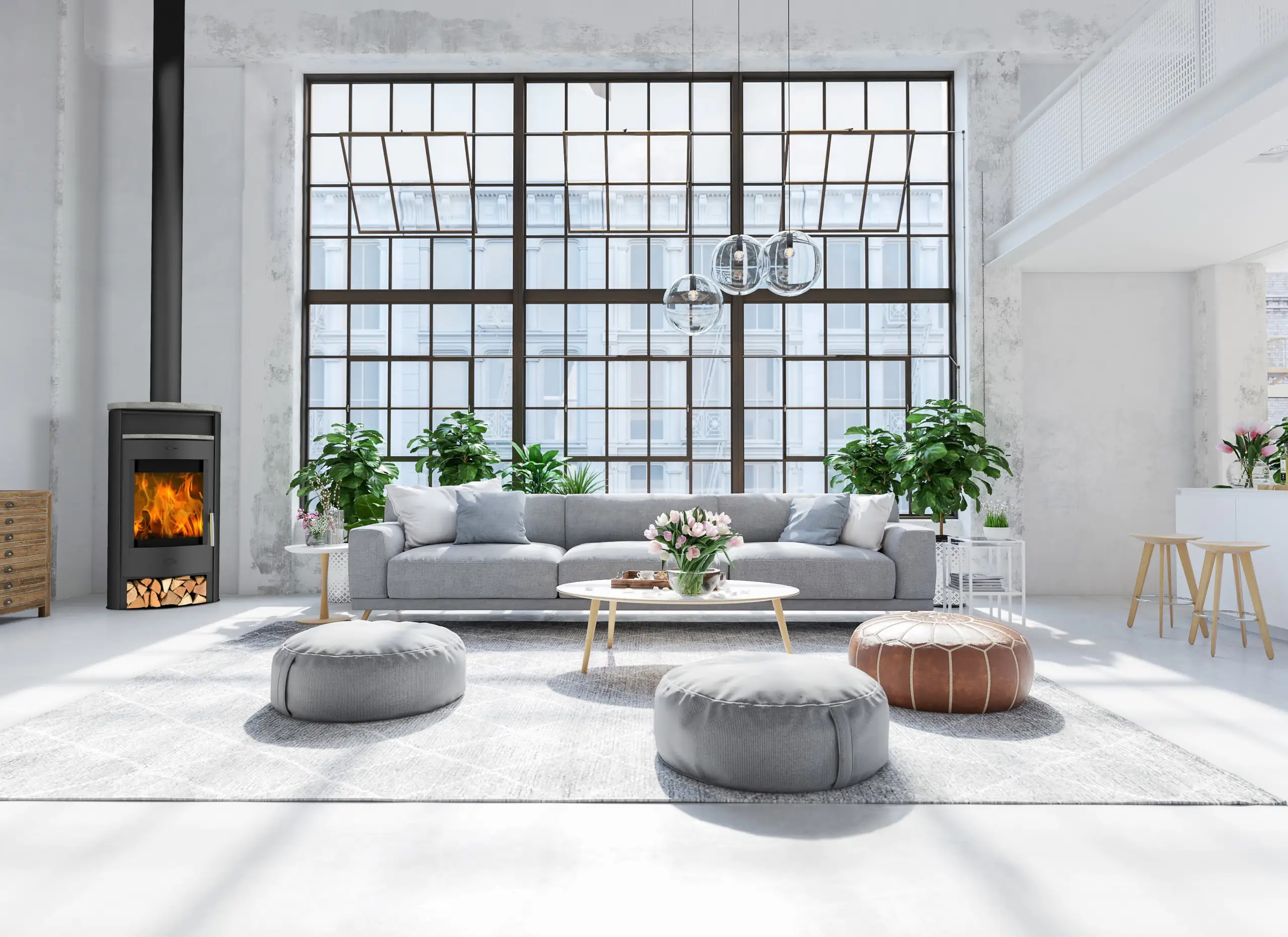 Fireplace Kaminofen Jakarta Speckstein/Top Stahl, schwarz, 6 kW