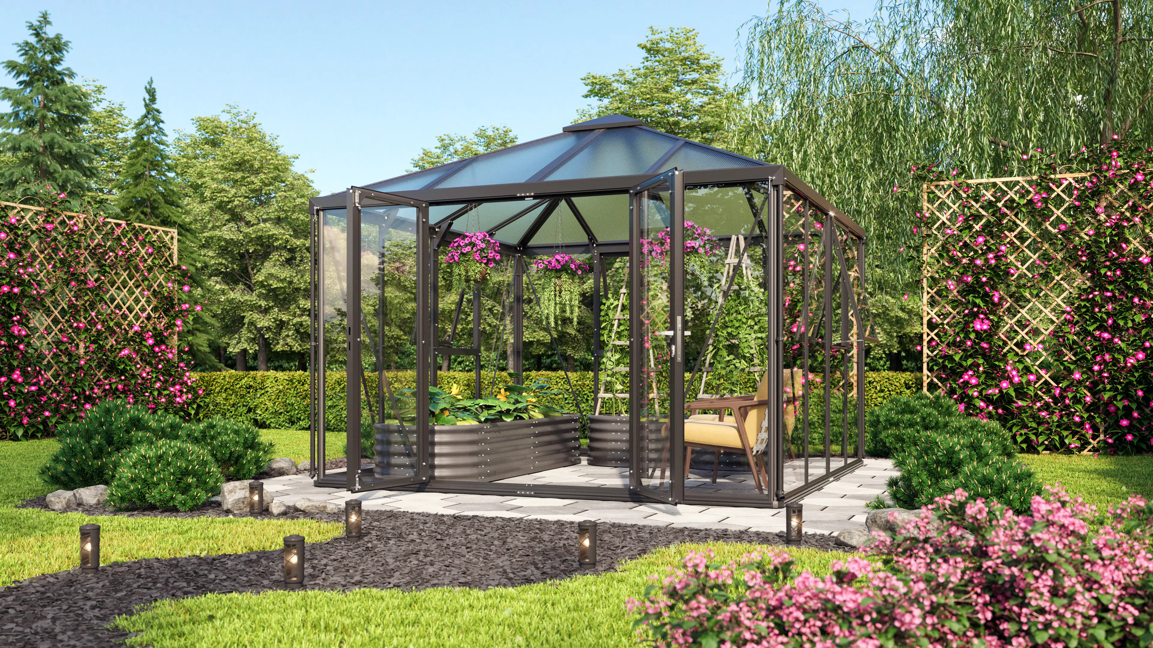 Vitavia Premium-Gewächshaus Minos 10200 317 x 322 cm 3 mm Sicherheitsglas