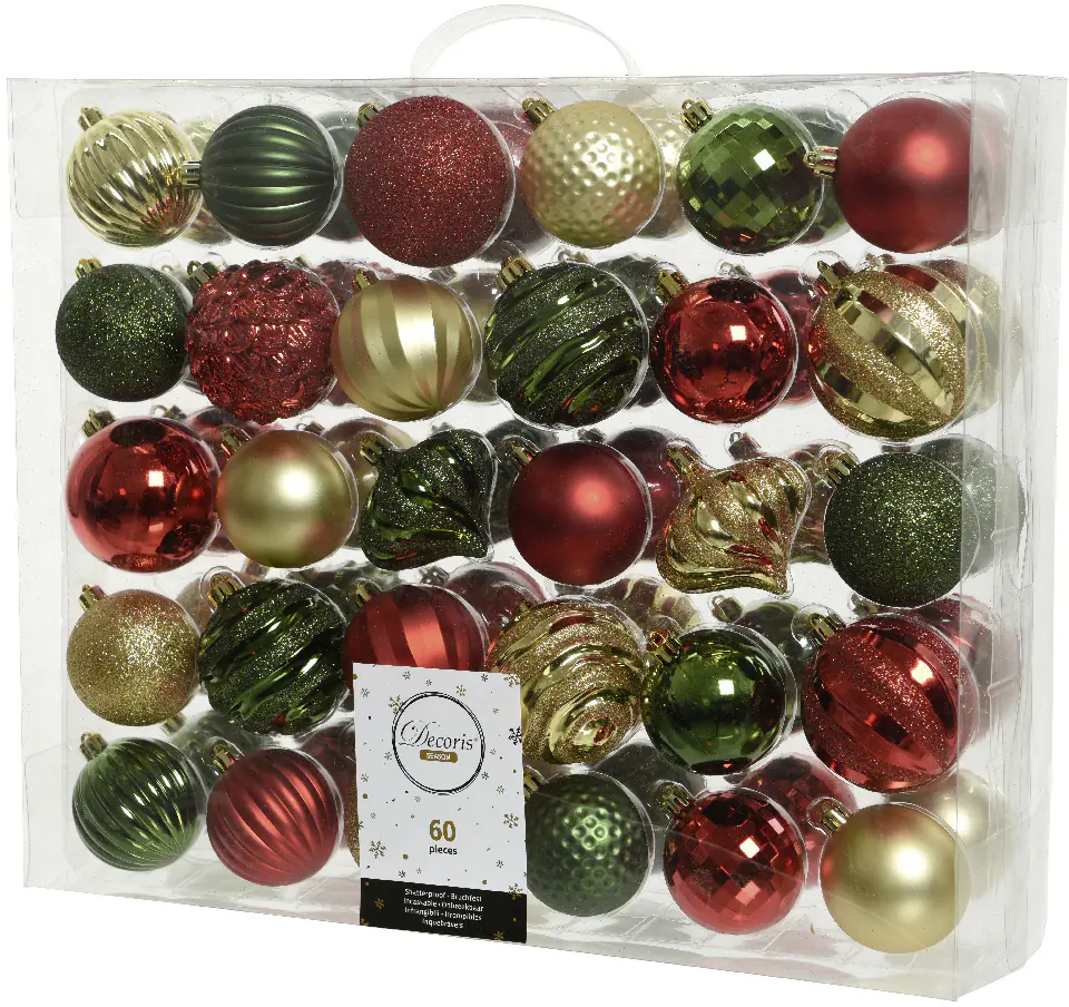Kaemingk Weihnachtskugeln bunt bruchfest, langlebig - 60 Stück