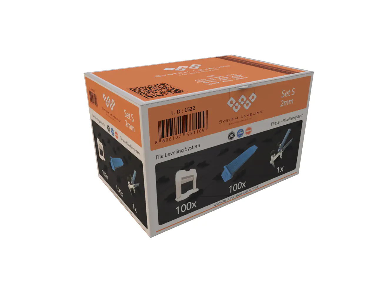 System Leveling Fliesen-Nivelliersystem Set S Fugenbreite 2 mm