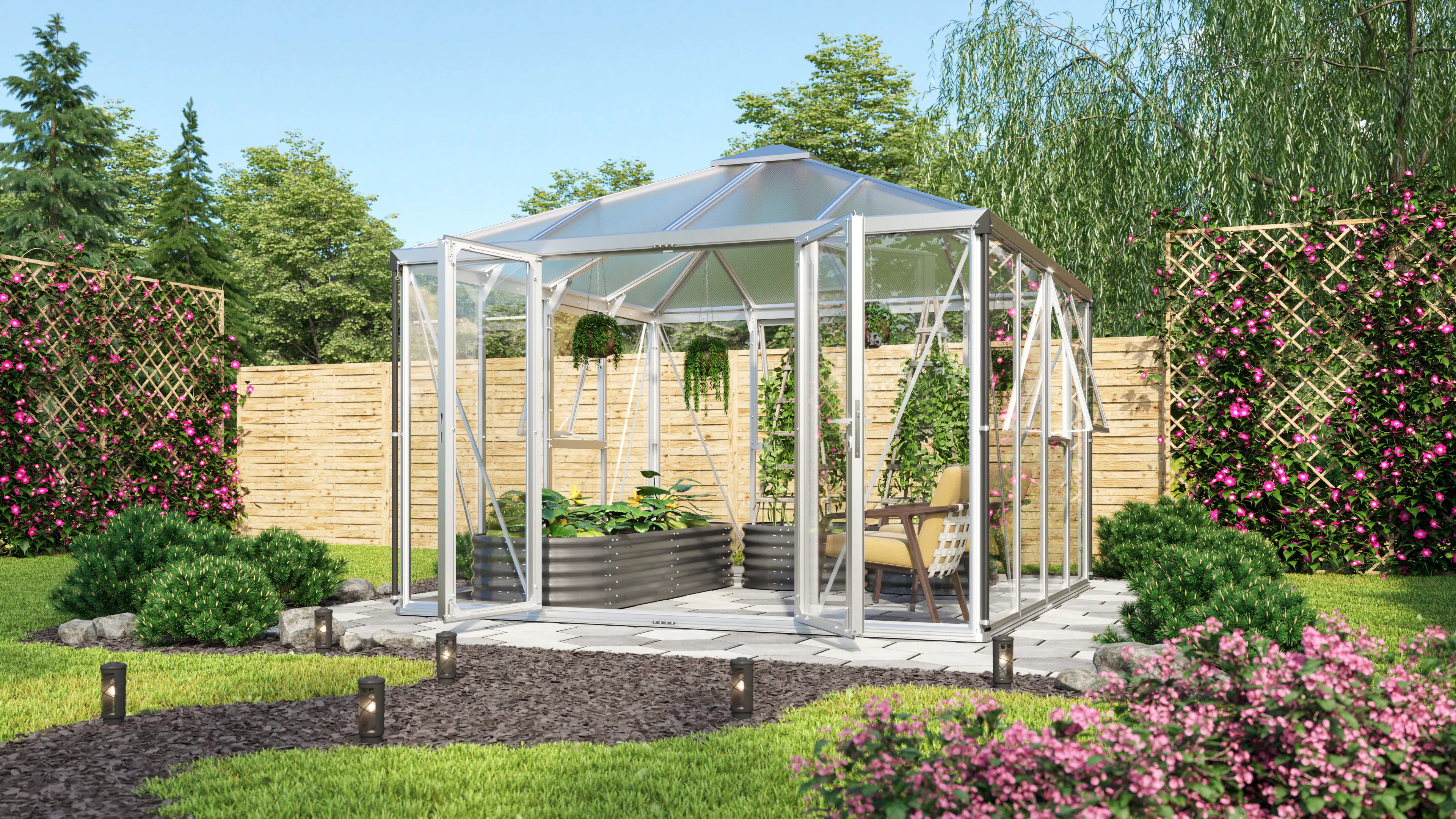 Vitavia Premium-Gewächshaus Minos 10200 317 x 322 cm 3 mm Sicherheitsglas