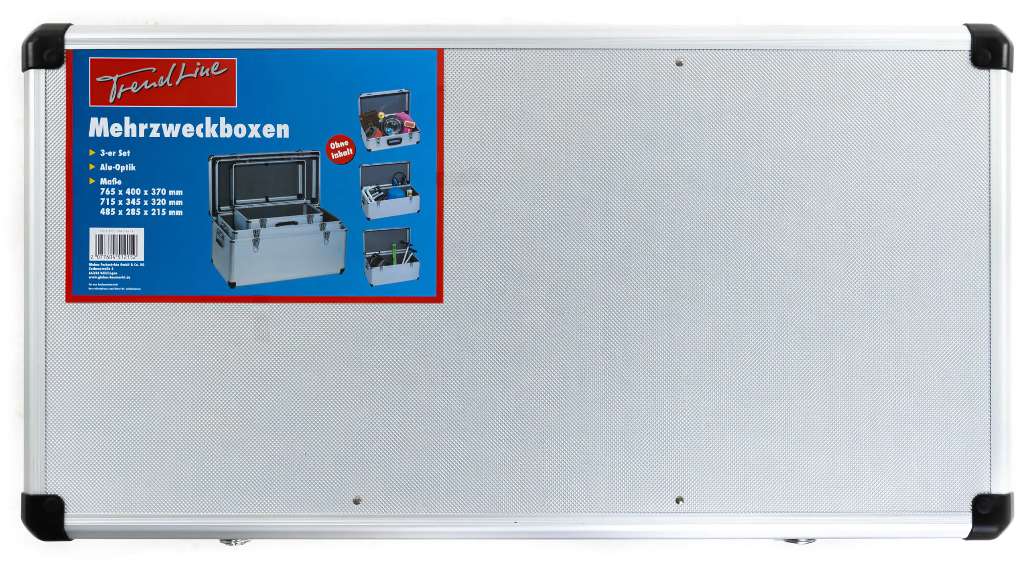 TrendLine Mehrzweckboxen Set unbestückt 3er-Set Alu-Optik