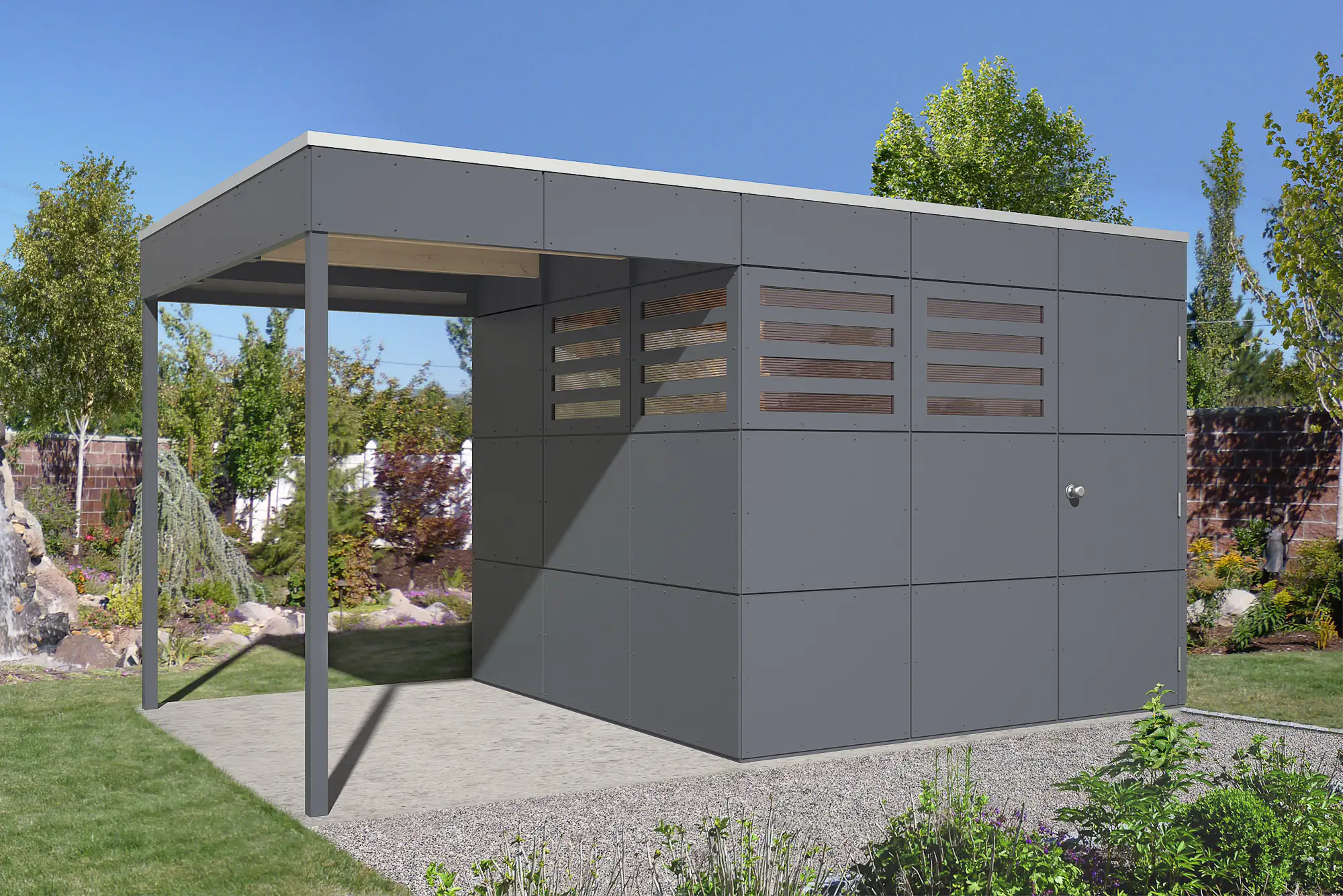 SKAN HOLZ Seitliche Überdachung für CrossCube 168 x 253 cm, Größe 3+4, Schiefergrau 168 x 253 cm, Gr SKAN HOLZ Seitliche Überdachung für CrossCube 168 x 253 cm, Größe 3+4, Schiefergrau 168 x 253 cm, Gr