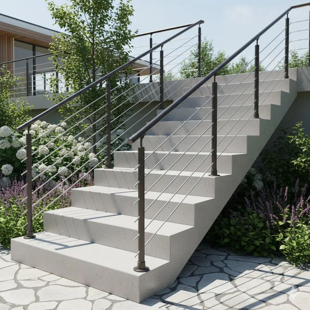 DOLLE Geländer-Komplettset, Alu anthrazit, 150 cm Oberboden Montage 