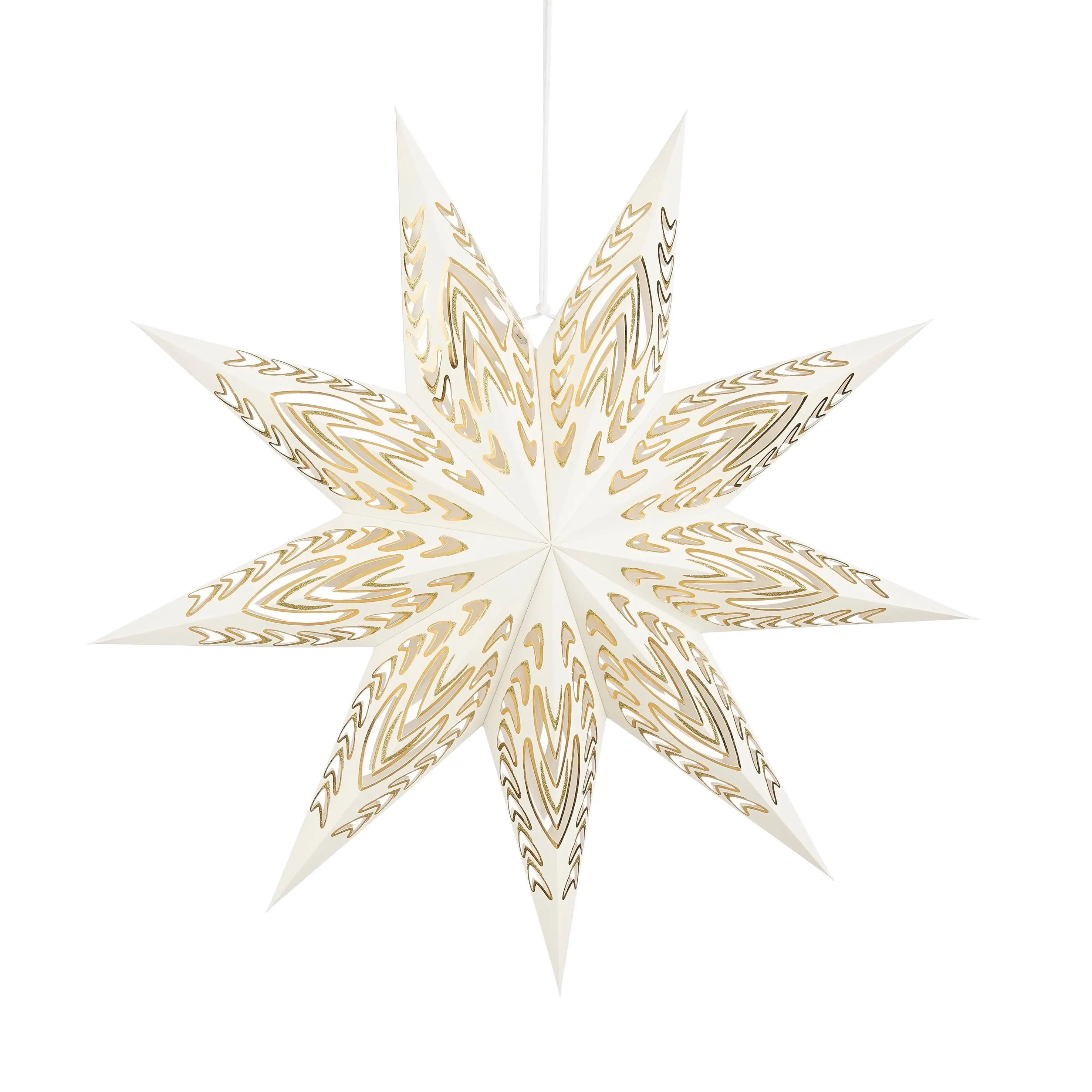 Mica Decorations Weihnachtsanhänger Stern Papier Ø 60 x 18 cm offwhite