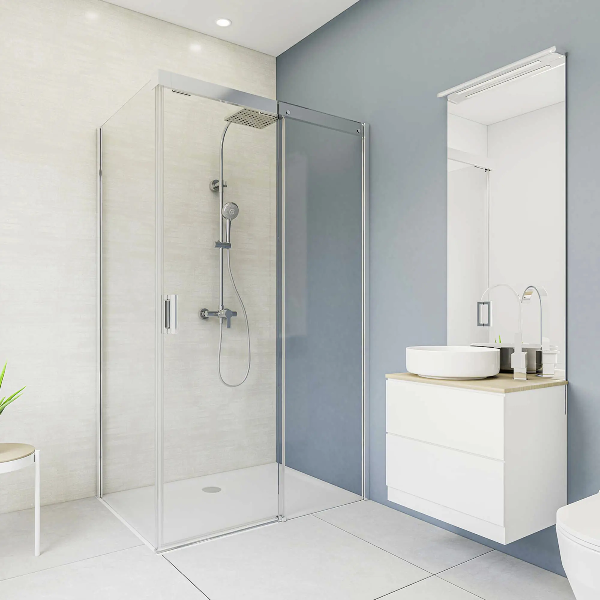 Breuer Duschrückwand Hochglanz Beton weißgrau Dekor 150 x 255 x 0,3 cm