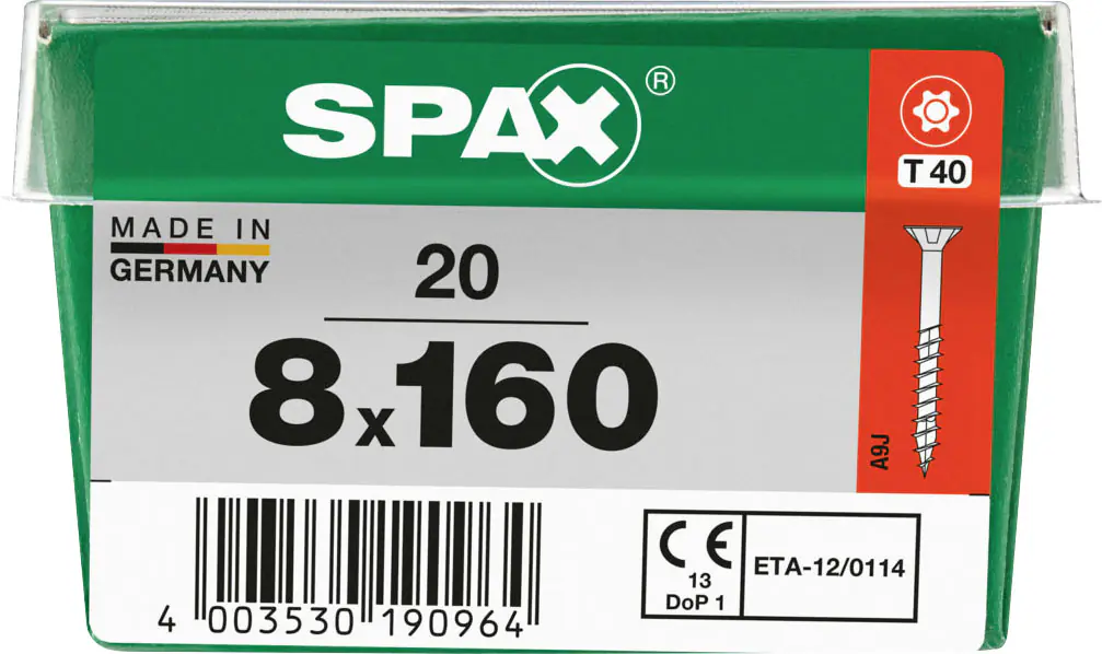 Spax Holzbauschrauben 8 x 160 mm T40 Teilgewinde - 20 Stk. 