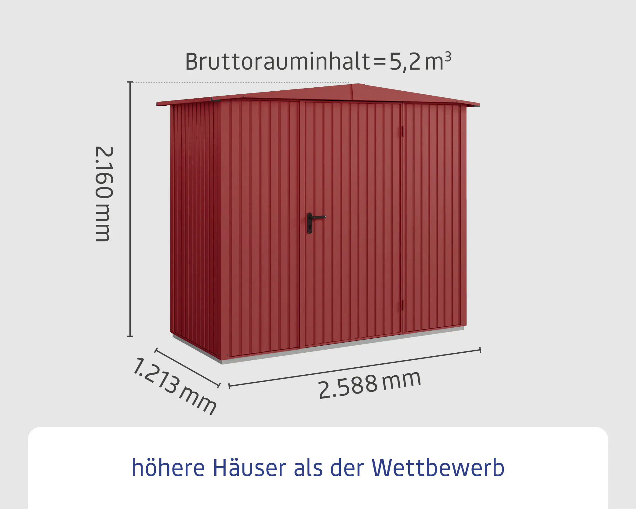 Ecostar Gerätehaus Trend-S Typ 1 258,8 x 121,3 x 216 cm purpurrot