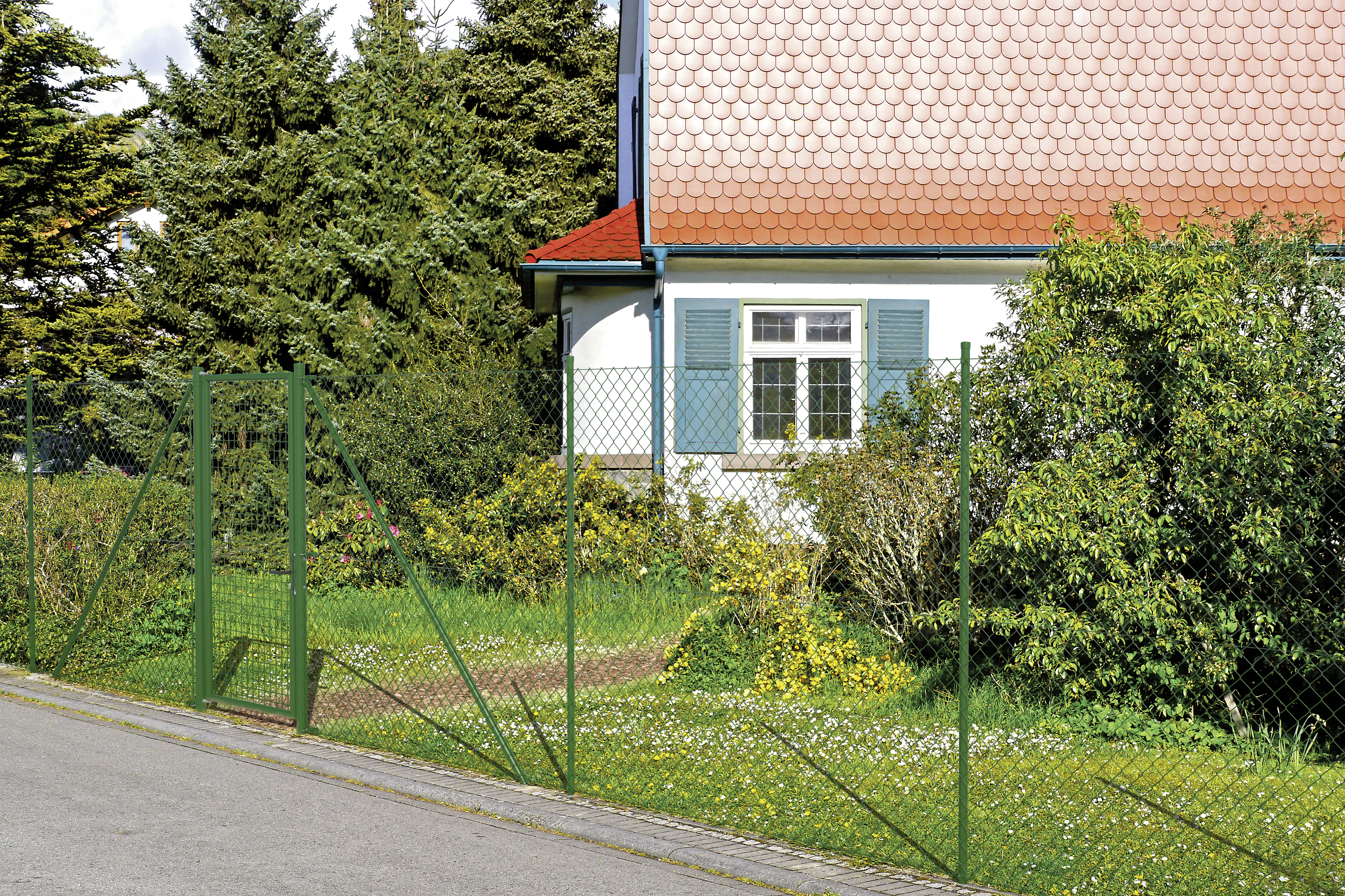 4004338600778_2150497 Alberts Zaunanschluss-Set zweiseitige Anschluss Ø 6 cm 200 cm grün zE 2 Stk