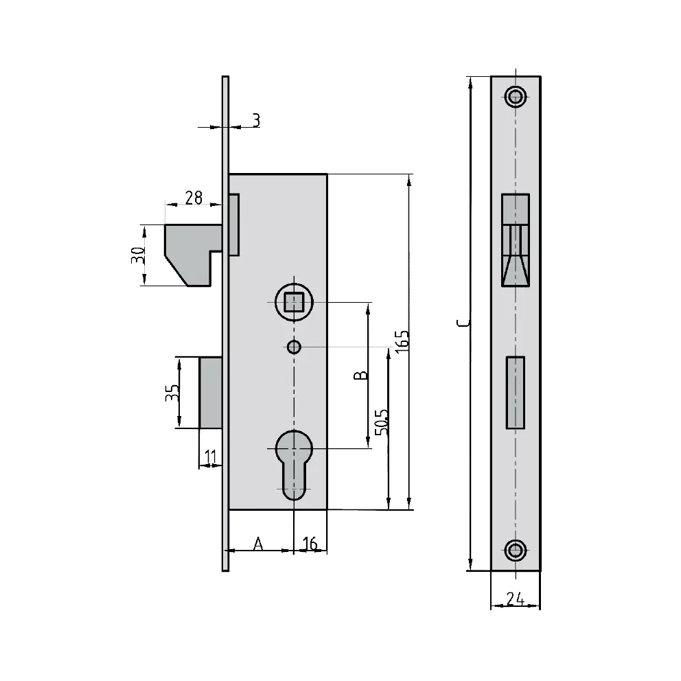 Basi Einsteckschloss ES 988 PZW rechts / links