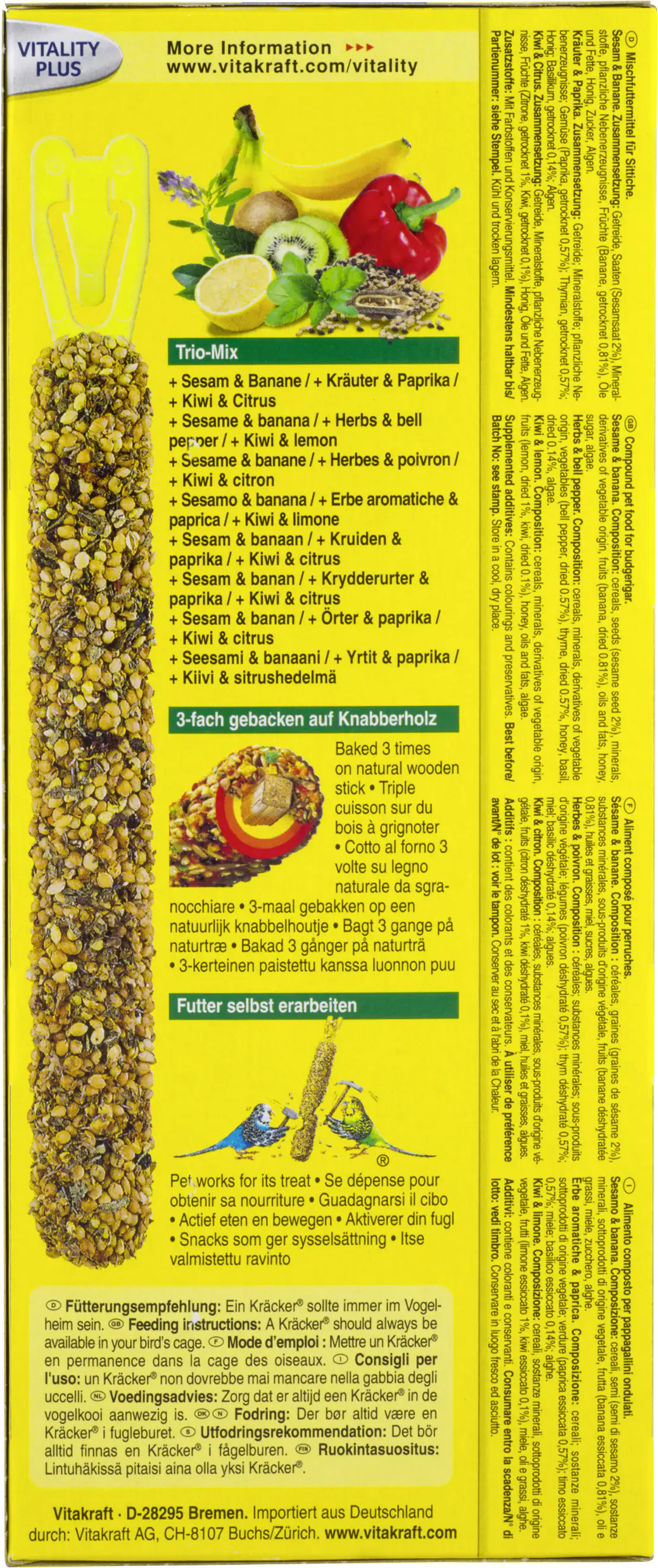 Vitakraft Kräcker® Trio Banane Kräuter Kiwi 3 Stück / 90 g Vitakraft Kräcker® Trio Banane Kräuter Kiwi 3 Stück / 90 g