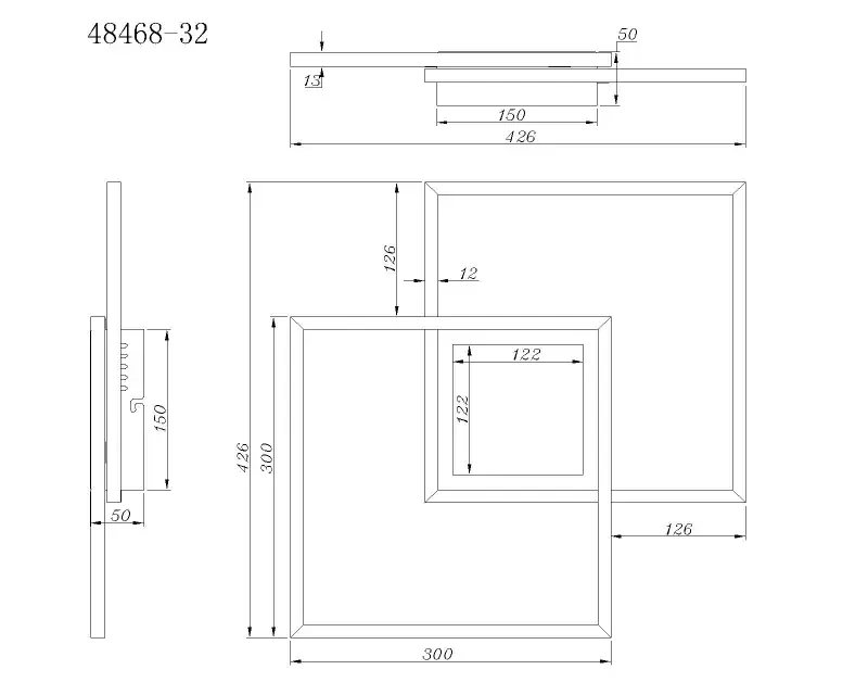 Globo Deckenleuchte Saunders 42,6 x 42,6 cm L x B schwarz CCT