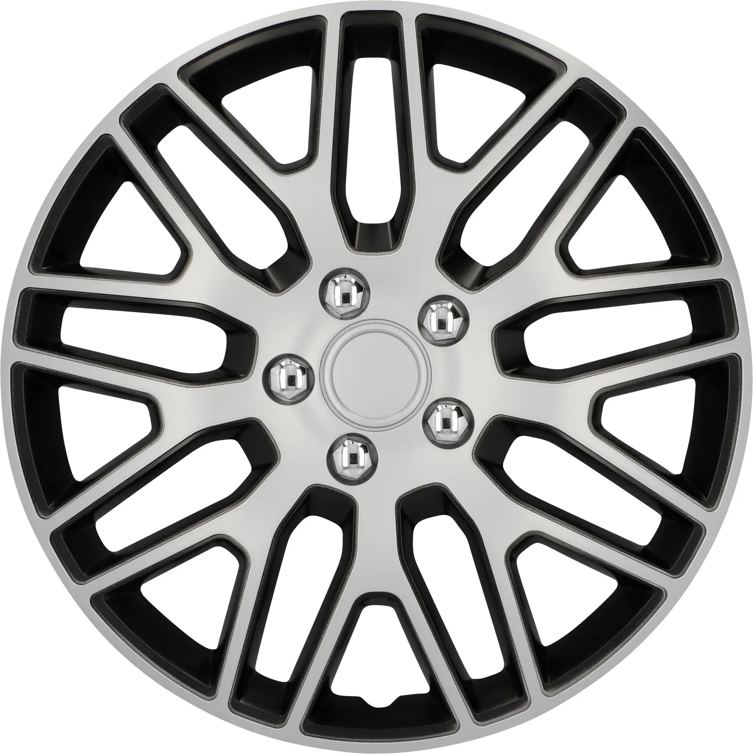 Cartrend Radzierblende Branch 40 cm (16 Zoll) silber schwarz 4 Stück