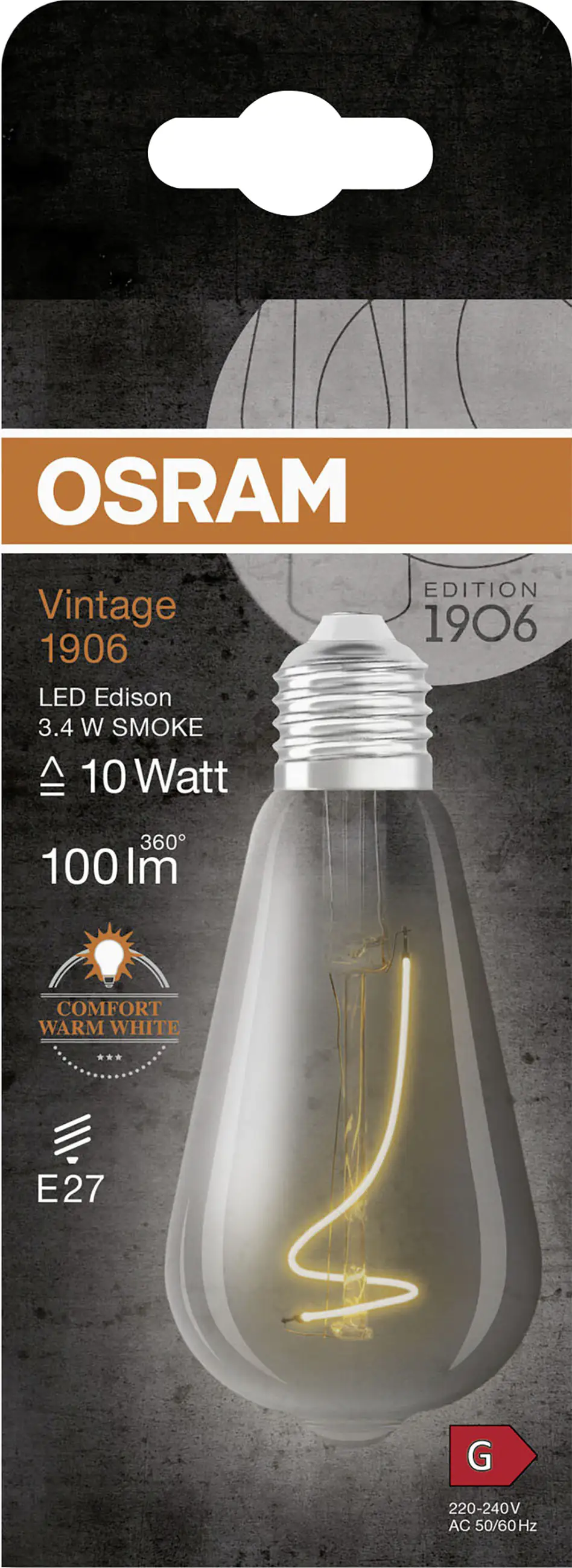 Osram LED Leuchtmittel Edison E27 3,4 W warmweiß rauch