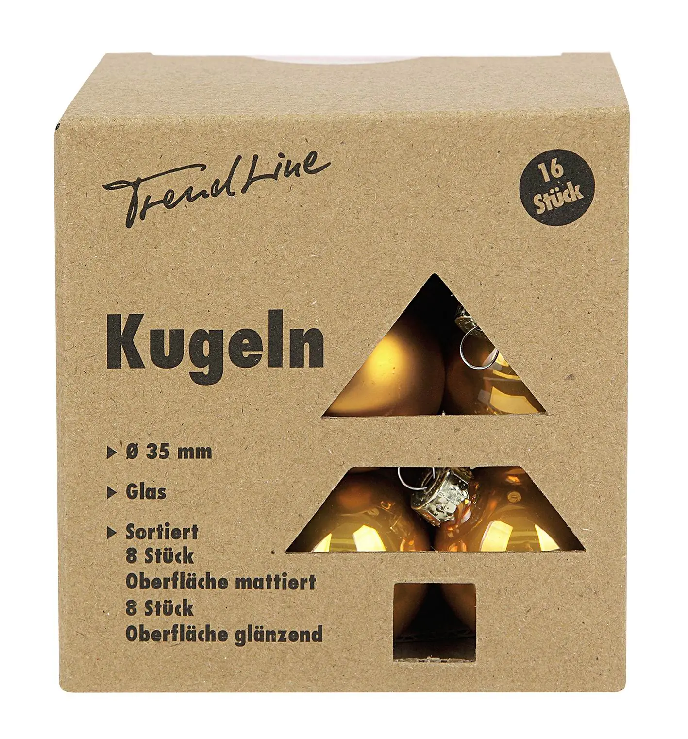TrendLine Mini-Christbaumkugeln aus Glas Ø 3,5 cm bernstein 16 Stück