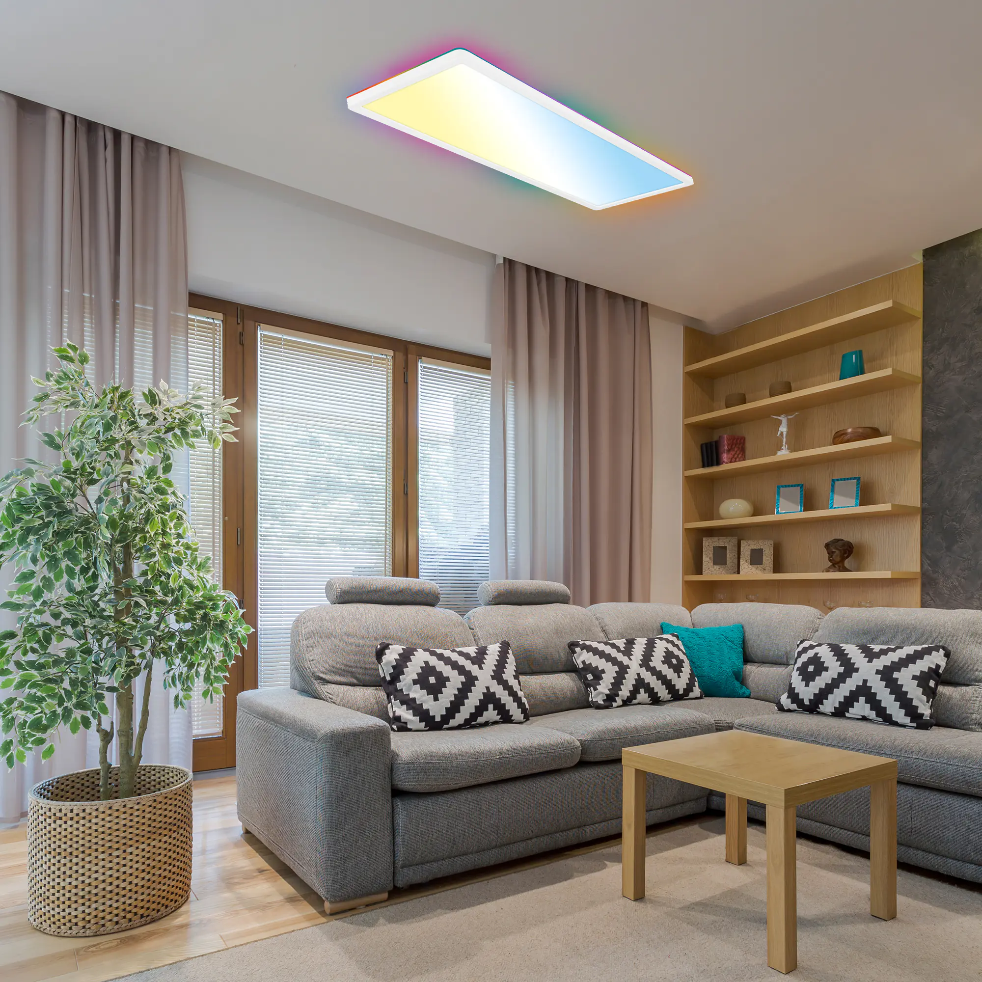 Briloner LED-Panelleuchte Slim 58 x 20 cm weiß RGB dimmbar