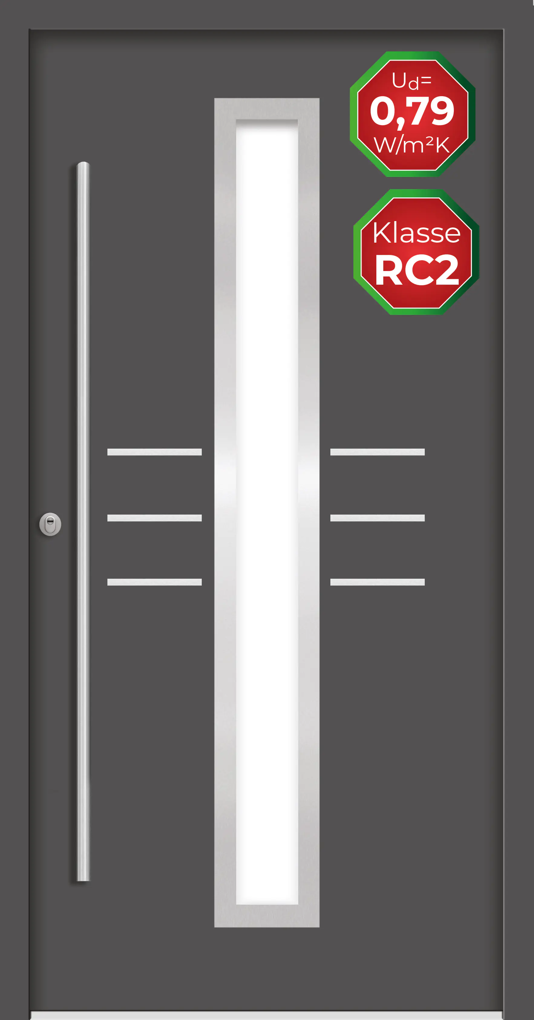 Splendoor Haustür Passivedoor Premium B07 RC2 Anthrazit DIN Links 110 x 210 cm