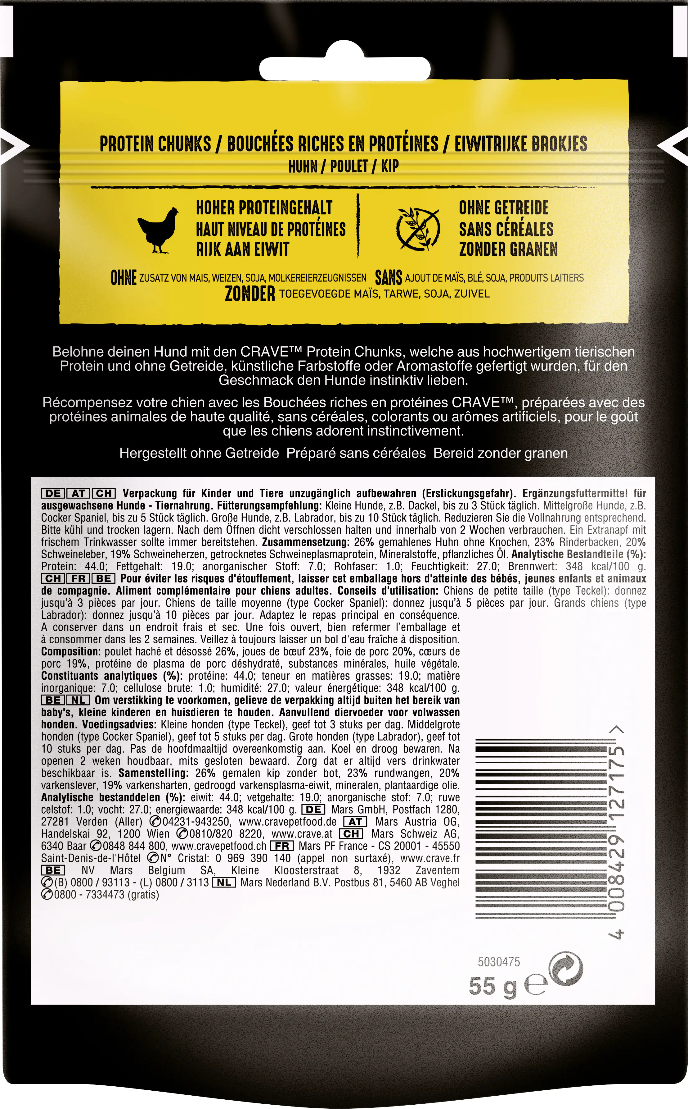 Crave Protein Chunks mit Huhn Hundesnack 55 g