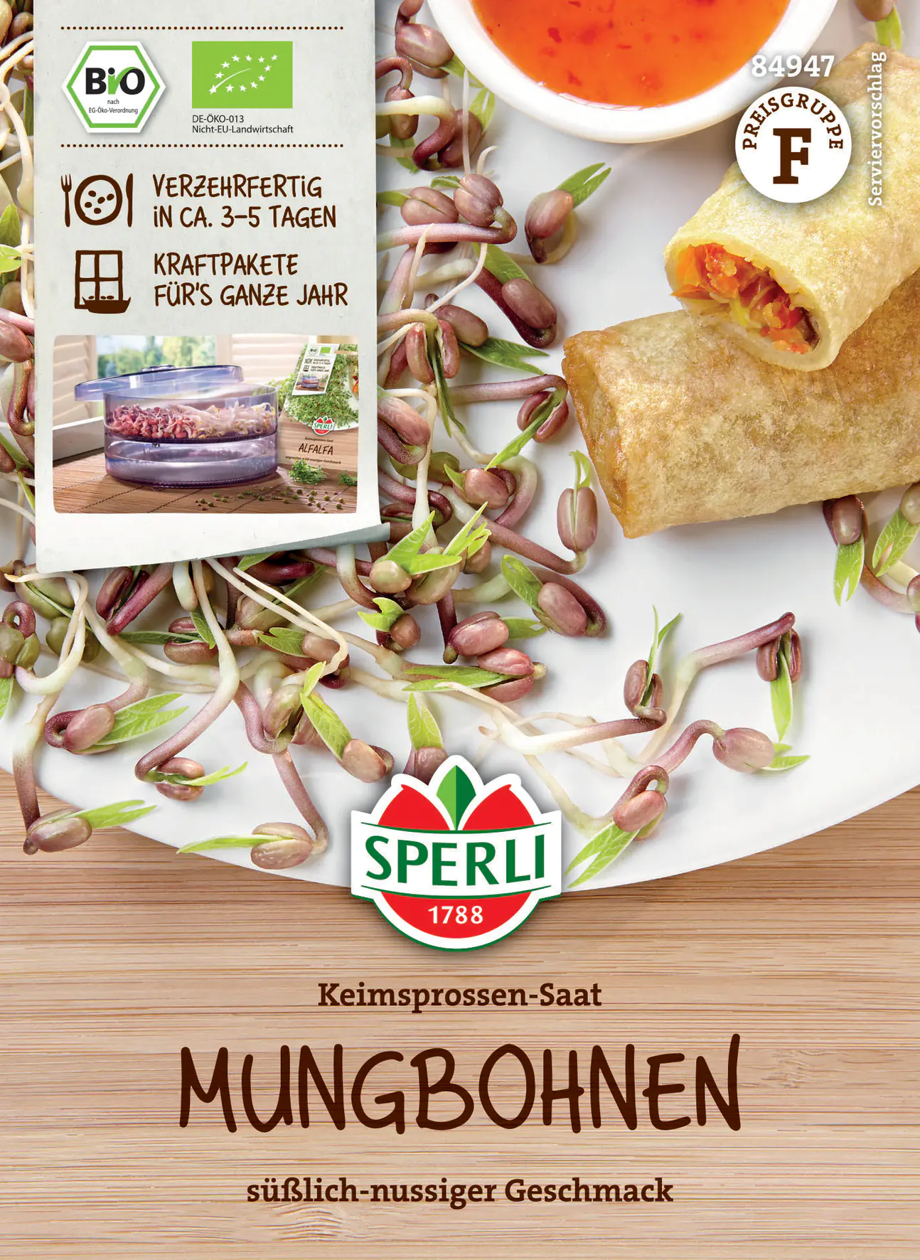 Sperli BIO Keimsprossen-Saat Mungbohnen