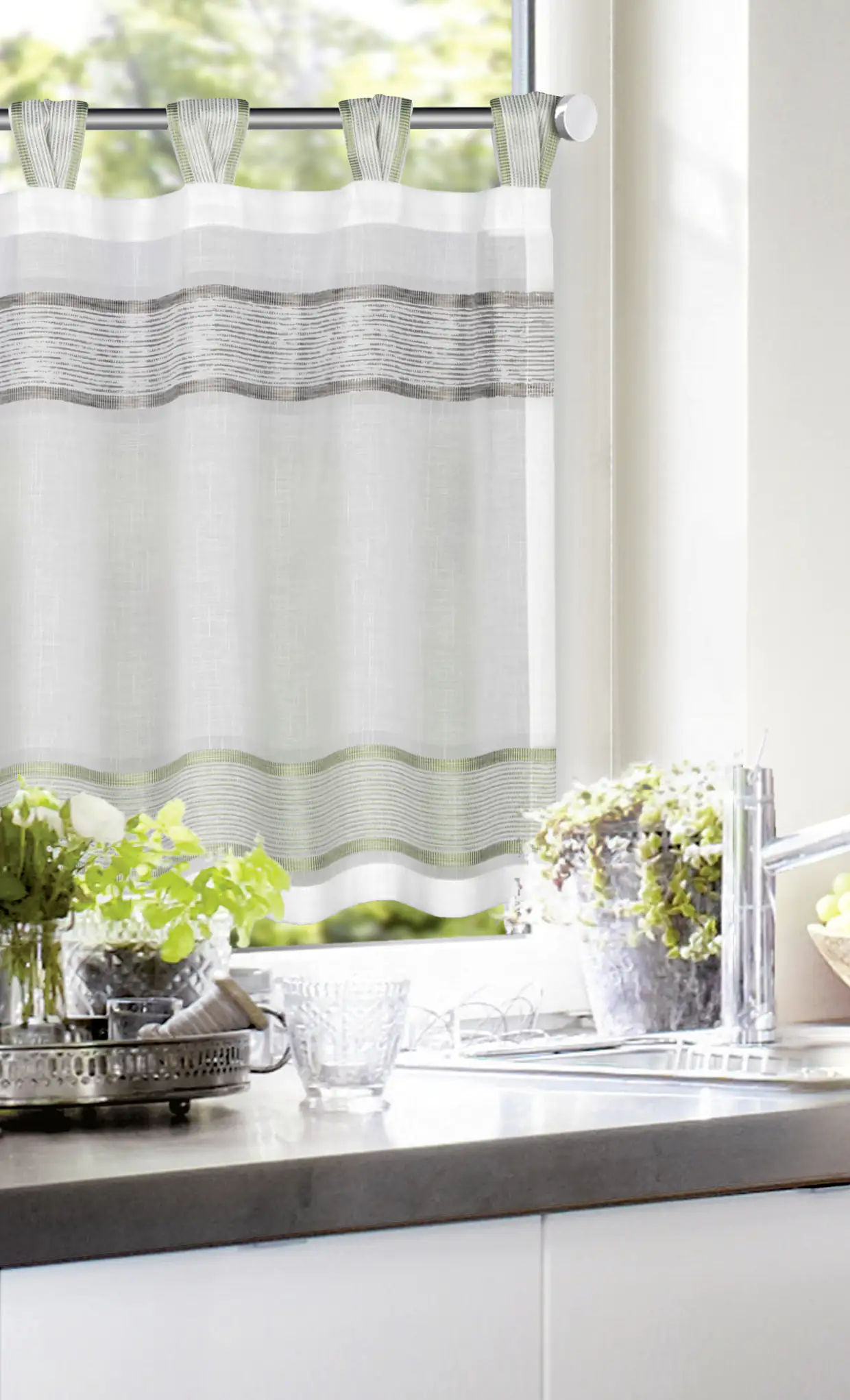 Neusser Collection Schlaufenpanneau Webstreifen grün grün, 140 x 45 cm