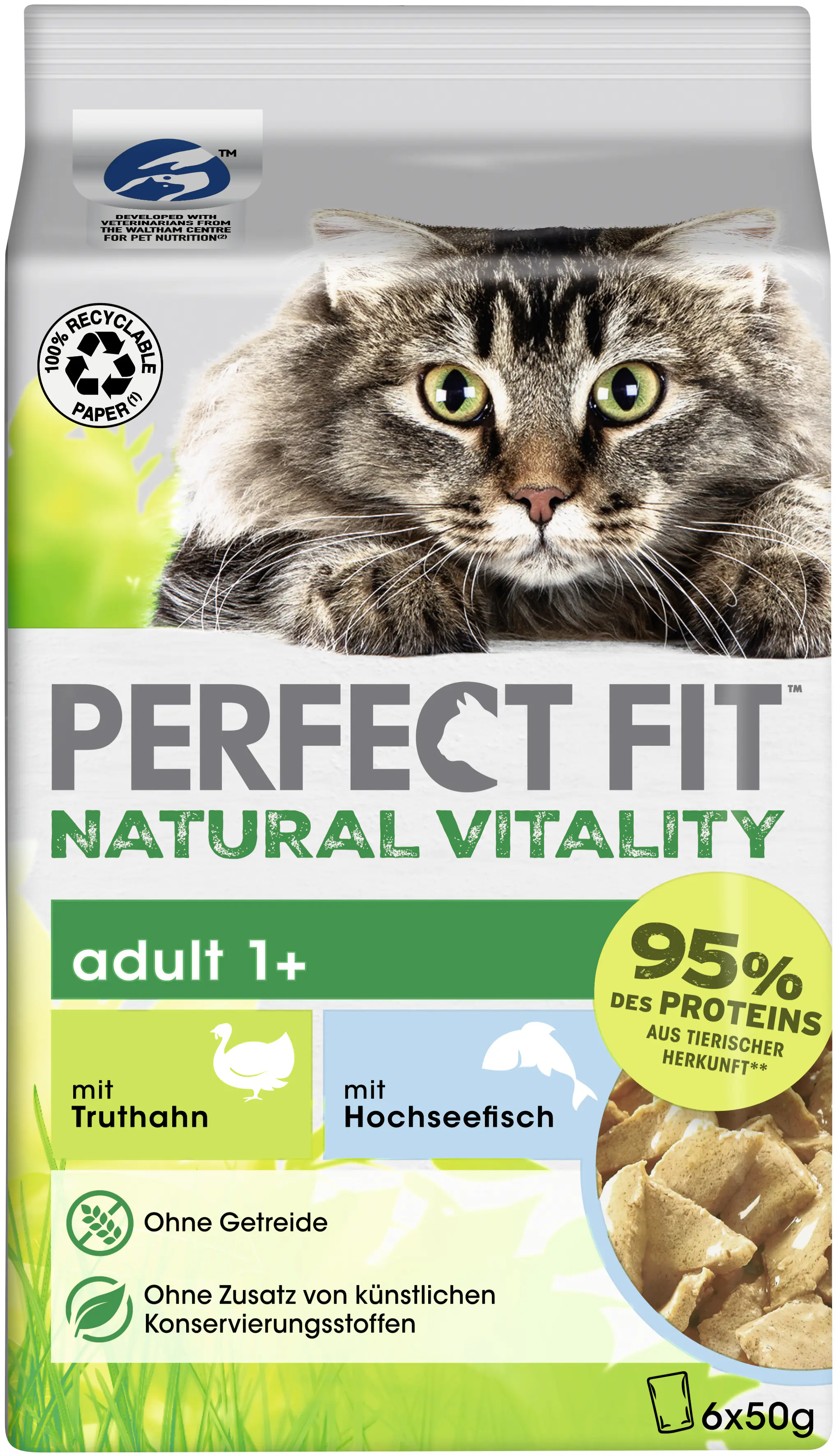 Perfect Fit Natural Vitality 1+ Truthahn & Hochseefisch Katzenfutter 6 x 50g