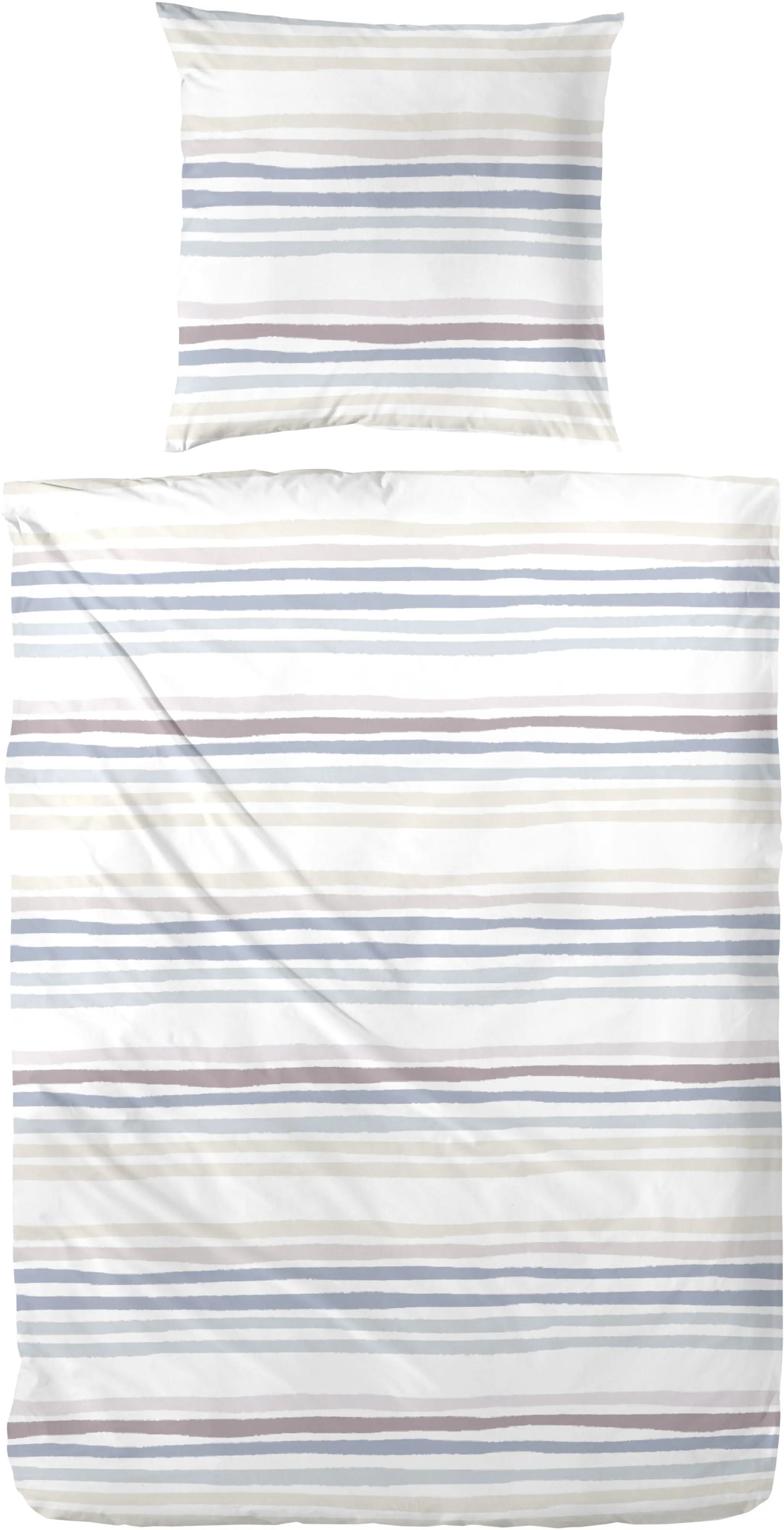 Perkal Bettwäsche gestreift 155 x 200 cm rosa/blau