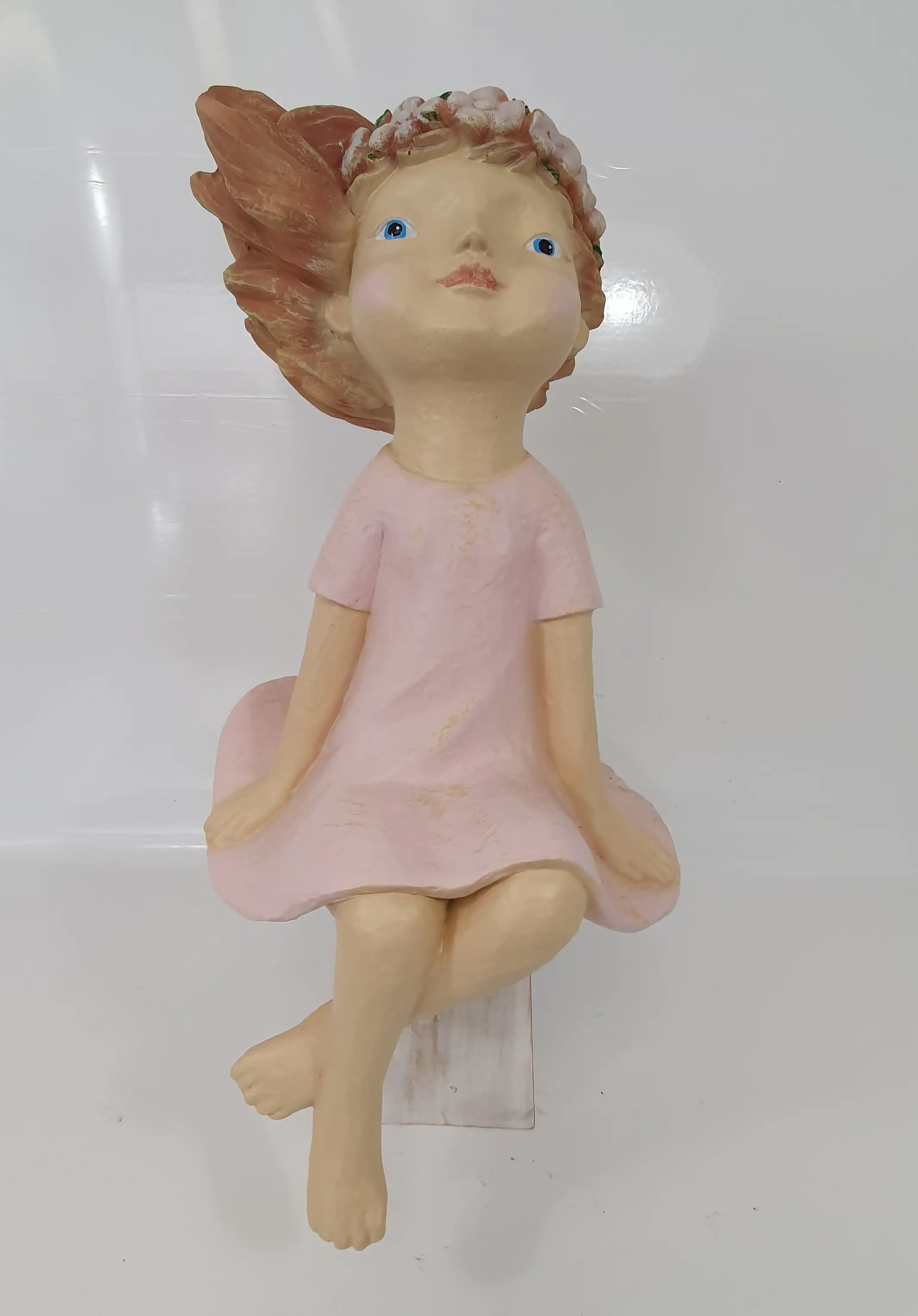 Dekofigur Mädchen mit Blumenkranz, rosa 57 x 30 x 30 cm