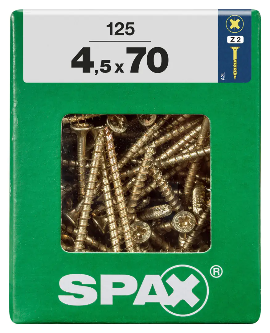 Spax Universalschrauben 4.5 x 70 mm PZ 2 - 125 Stk. Spax Universalschrauben 4.5 x 70 mm PZ 2 - 125 Stk.