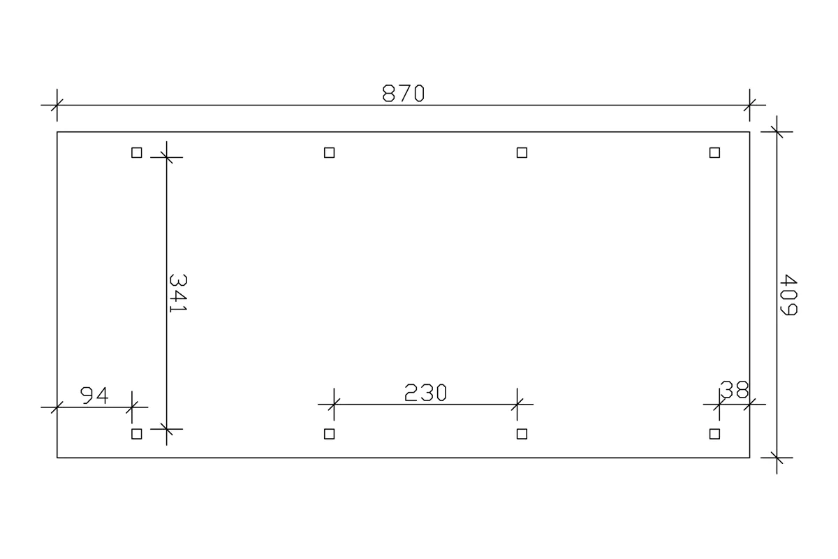 SKAN HOLZ Carport Wendland 409 x 870 cm mit Aluminiumdach
