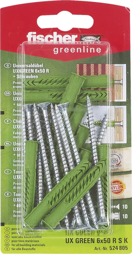 Fischer Universaldübel-Set UX green 6.0 x 50 mm - 10 Stück