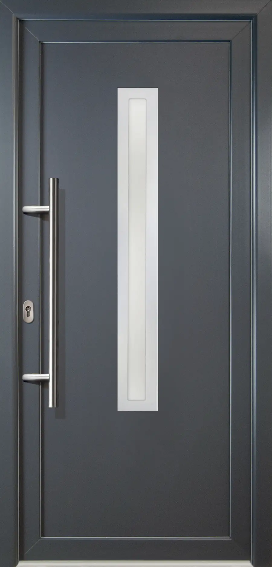 Meeth Haustür Signum PVC Exclusiv PVC Modell 70 108 x 200 cm, DIN links, weiß/titan