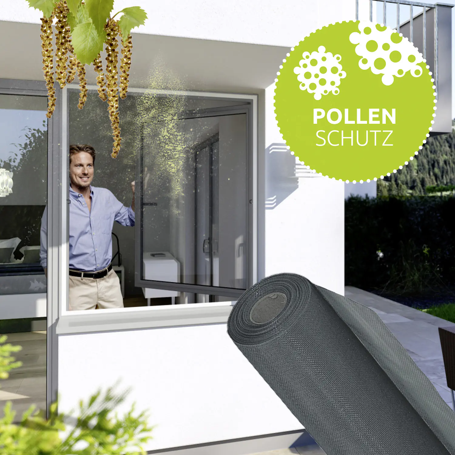 Windhager Pollenschutzgitter 120 x 150 cm anthrazit/anthrazit kürzbar