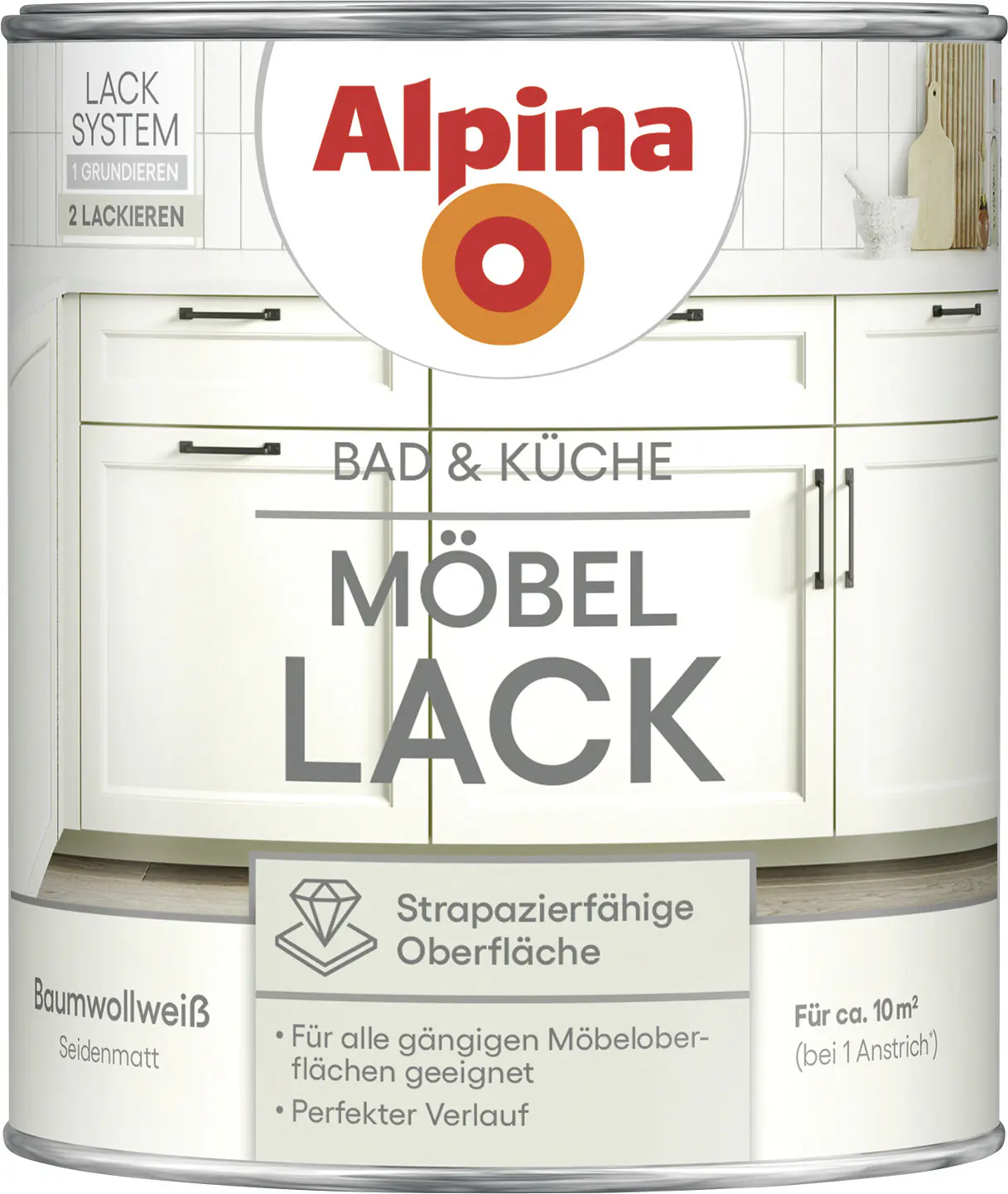 Alpina Möbellack für Küche & Badezimmer Baumwollweiß 750 ml