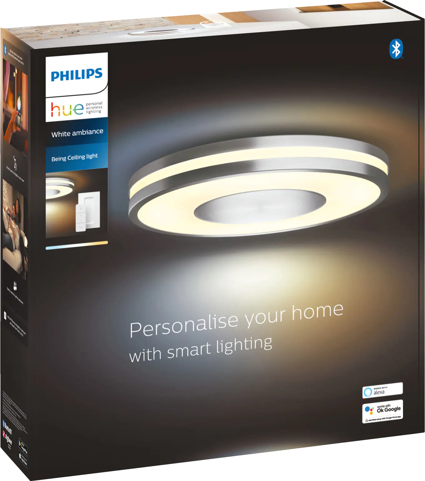 Philips Hue LED Deckenleuchte White Ambiance Being rund silber 34,8 cm Philips Hue LED Deckenleuchte White Ambiance Being rund silber 34,8 cm