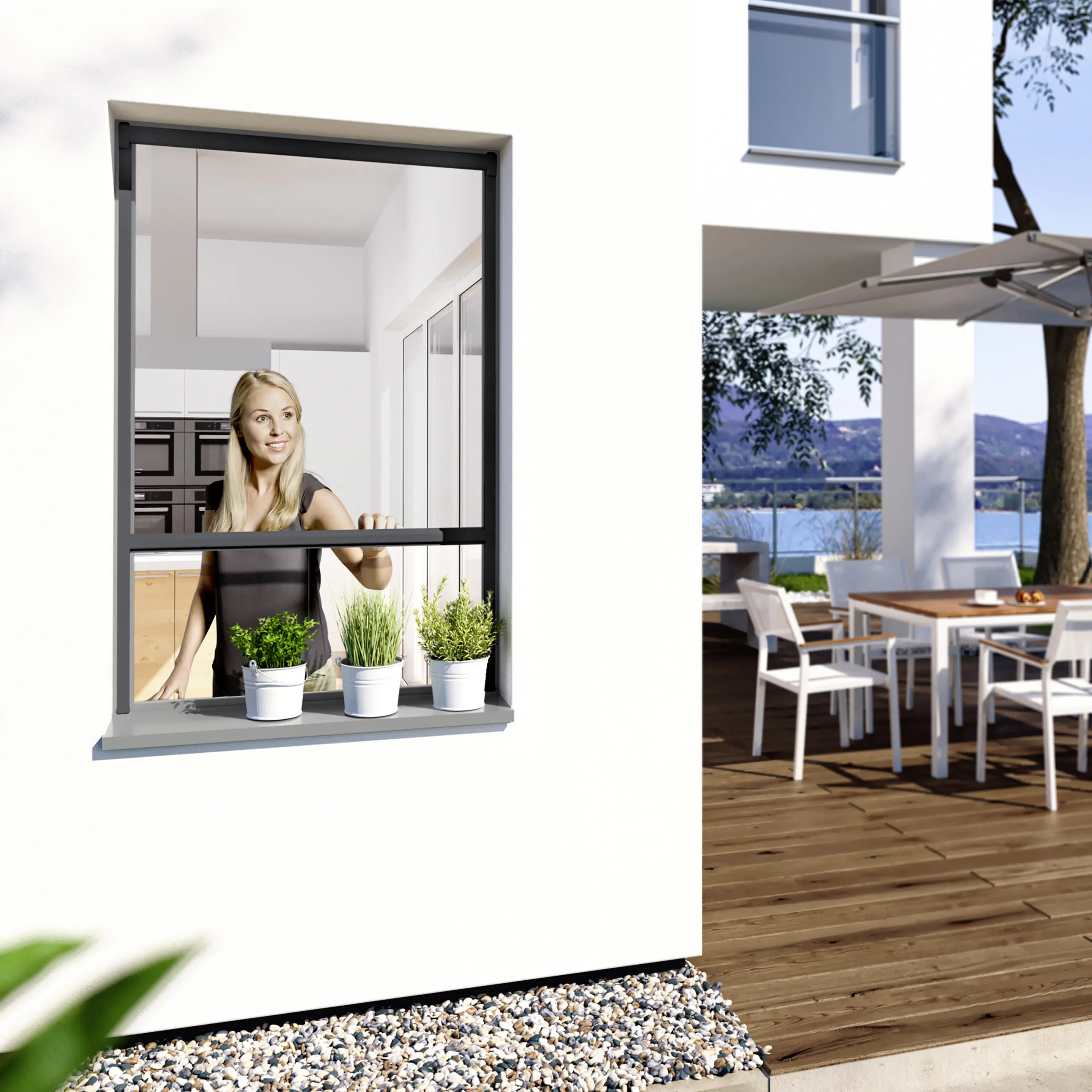 Windhager IS Maßrollo Fenster bis 130 x 160 cm schwarz/anthrazit