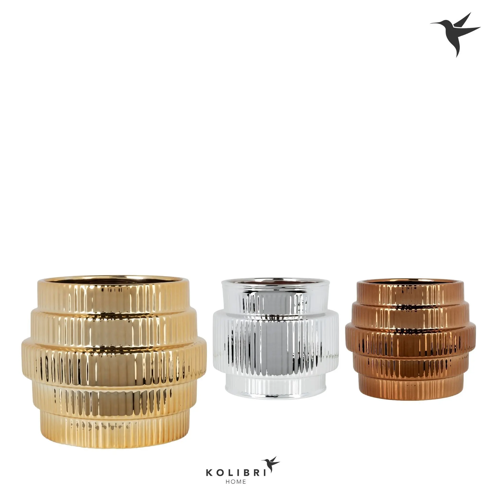 Kolibri Home Übertopf Allure Shiny Keramik Ø 9 x 11 cm 3-fach sortiert