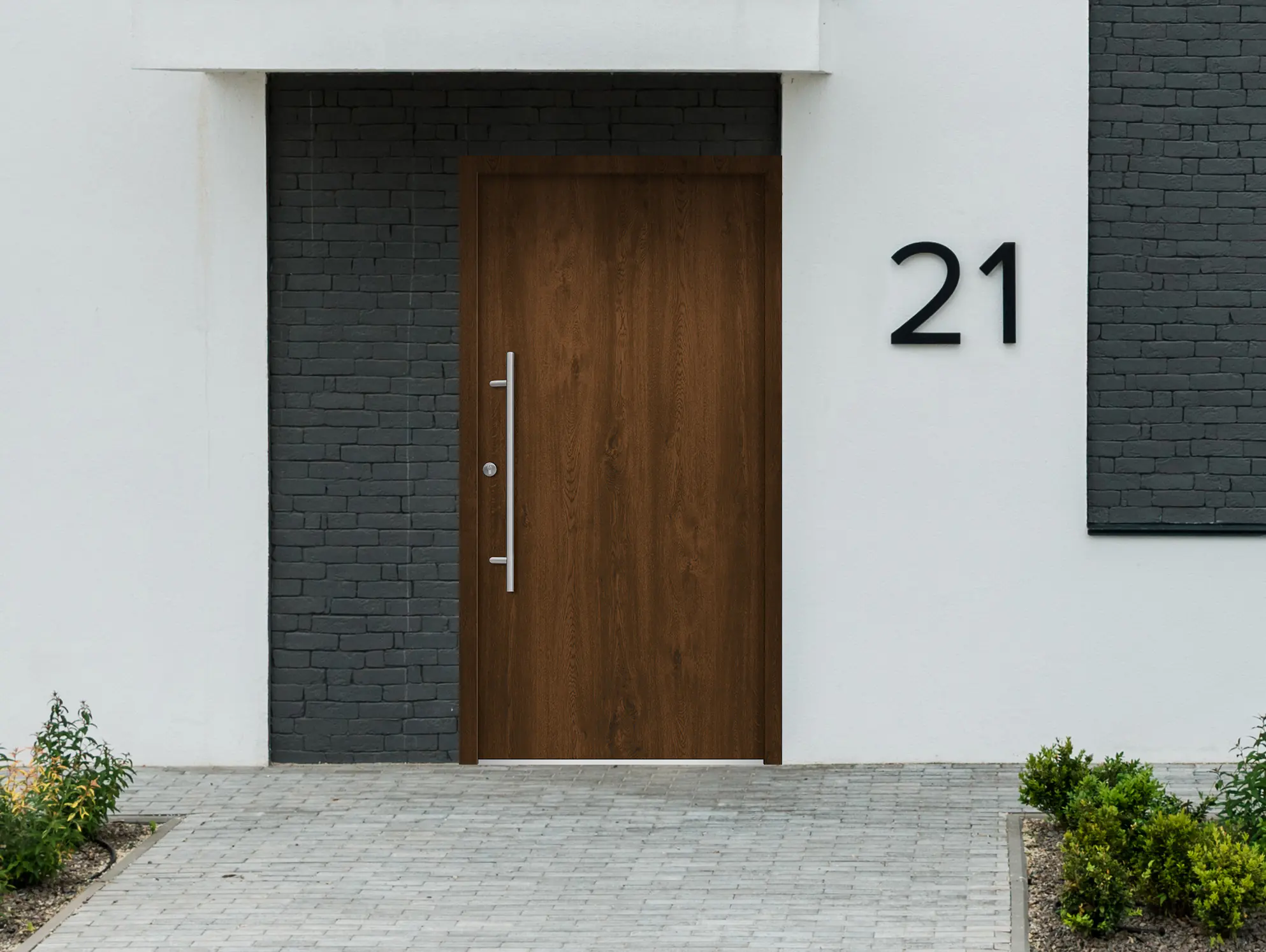 Splendoor Haustür Passivedoor Premium B05 Nussbaum DIN Links 100 x 210 cm