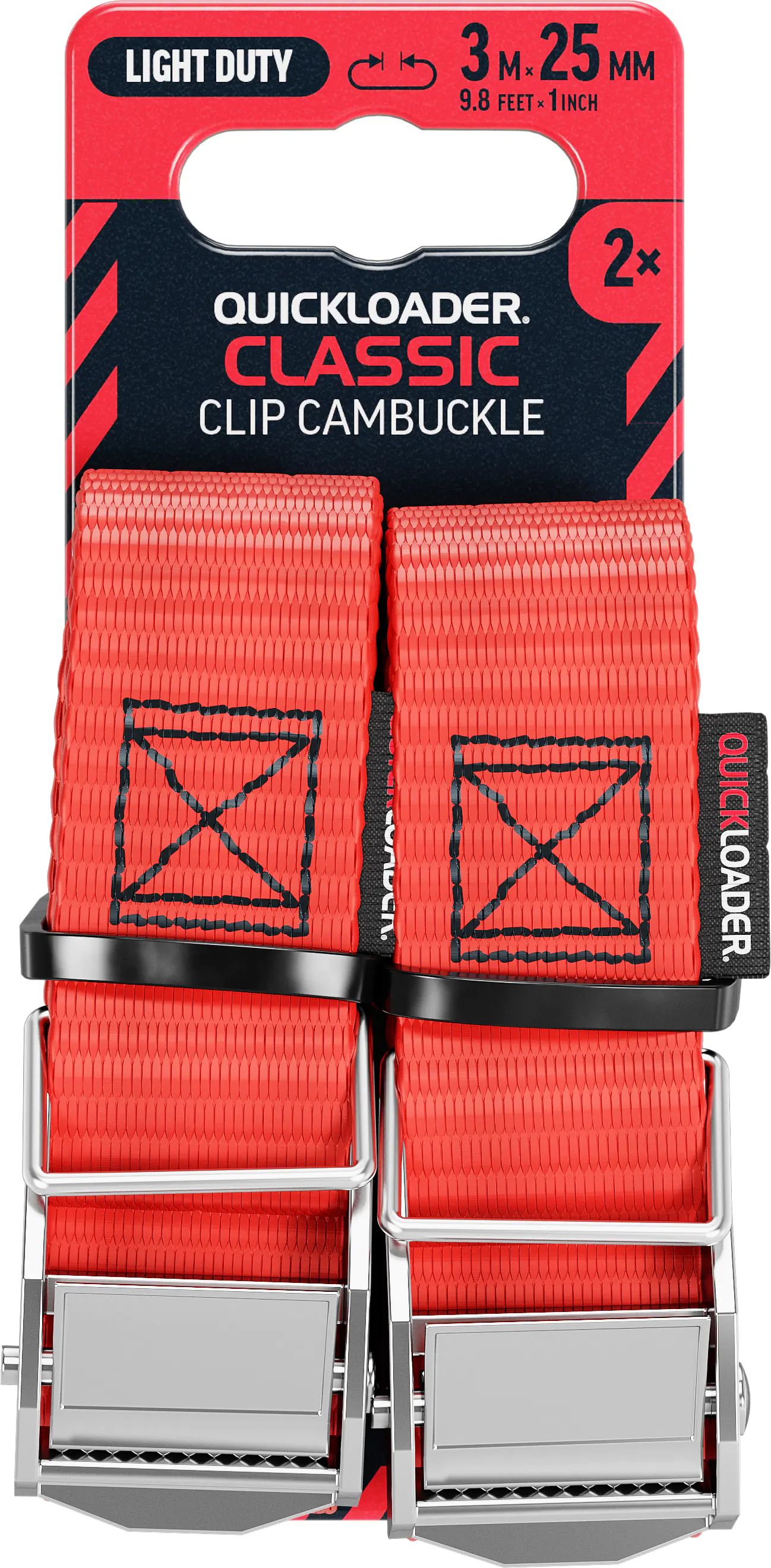 QUICKLOADER®Spanngurt Cambuckle 25 mm x 3 m 2 Stück rot QUICKLOADER®Spanngurt Cambuckle 25 mm x 3 m 2 Stück rot