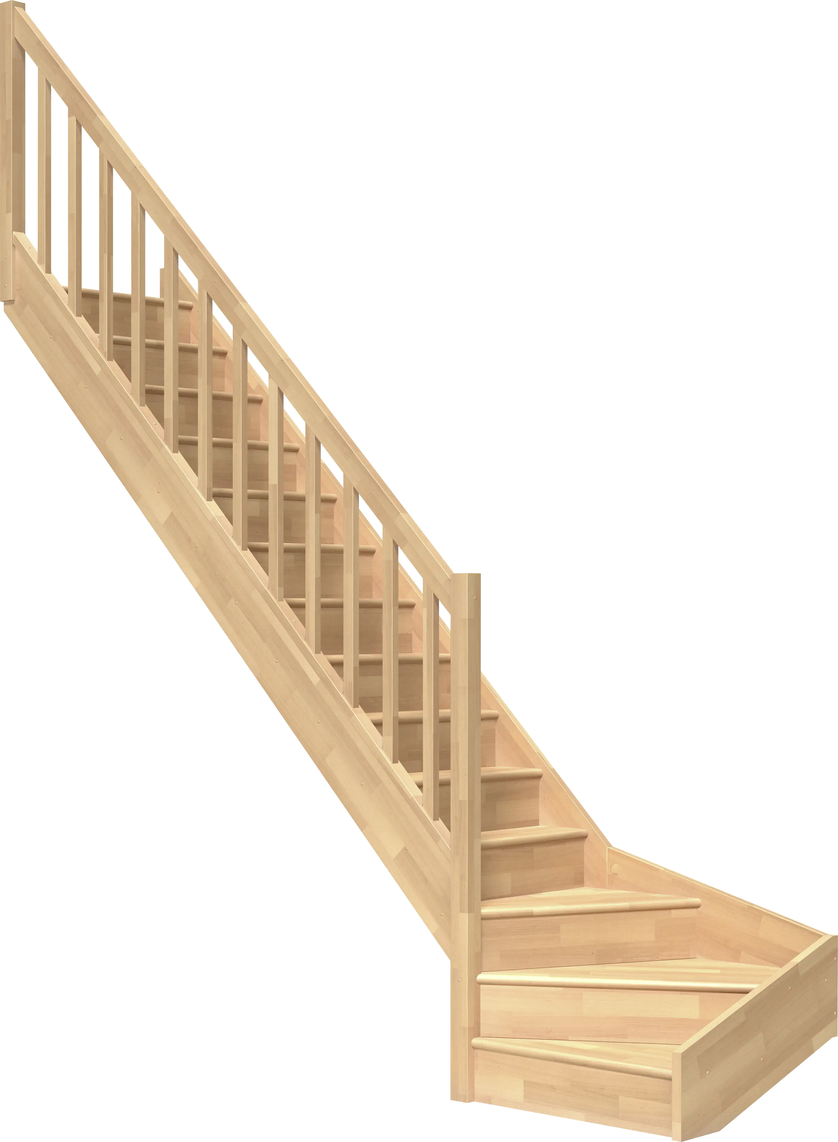 Dolle Raumspartreppen Paris 1/4-gew. Buche unbehandelt inkl. Geländer