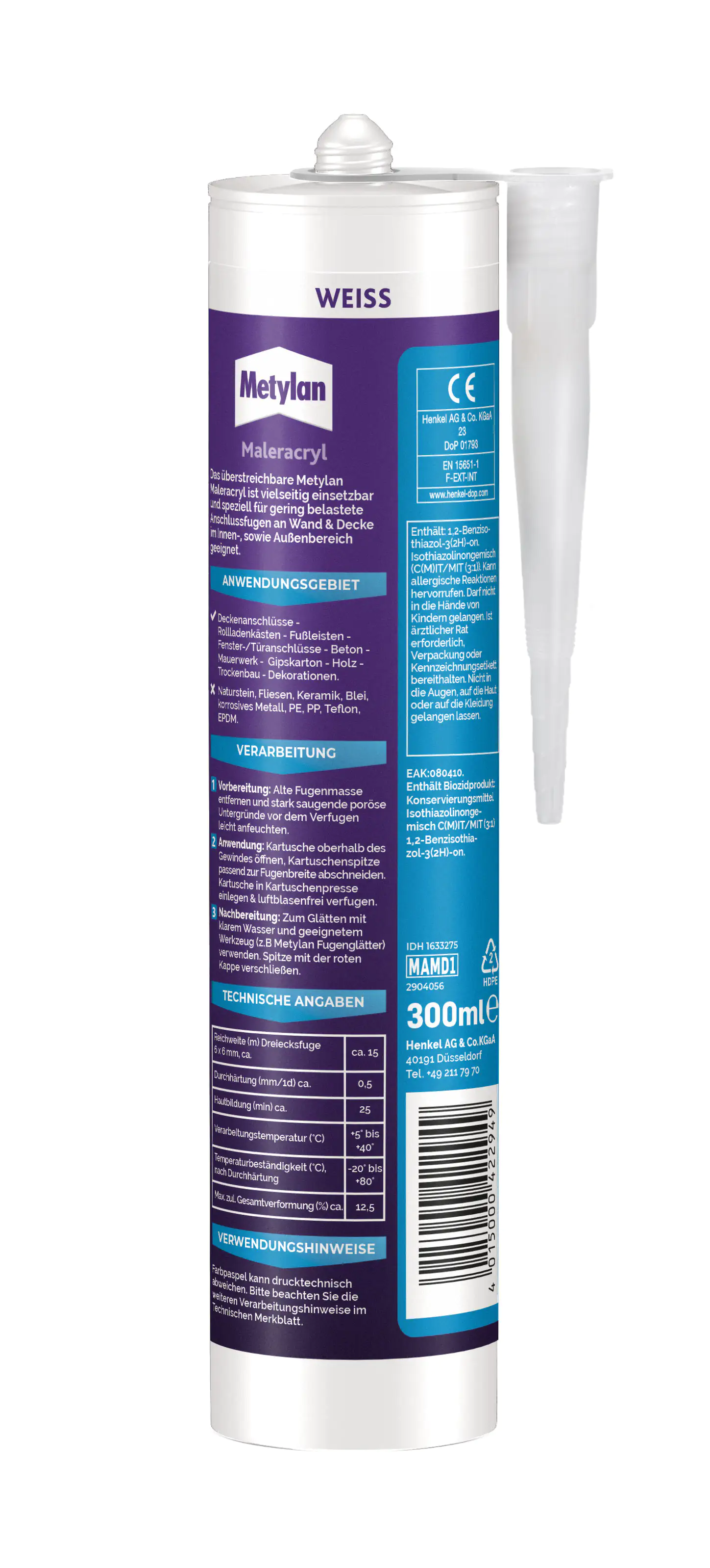 Metylan Wand & Decke Maleracryl 300 ml weiß