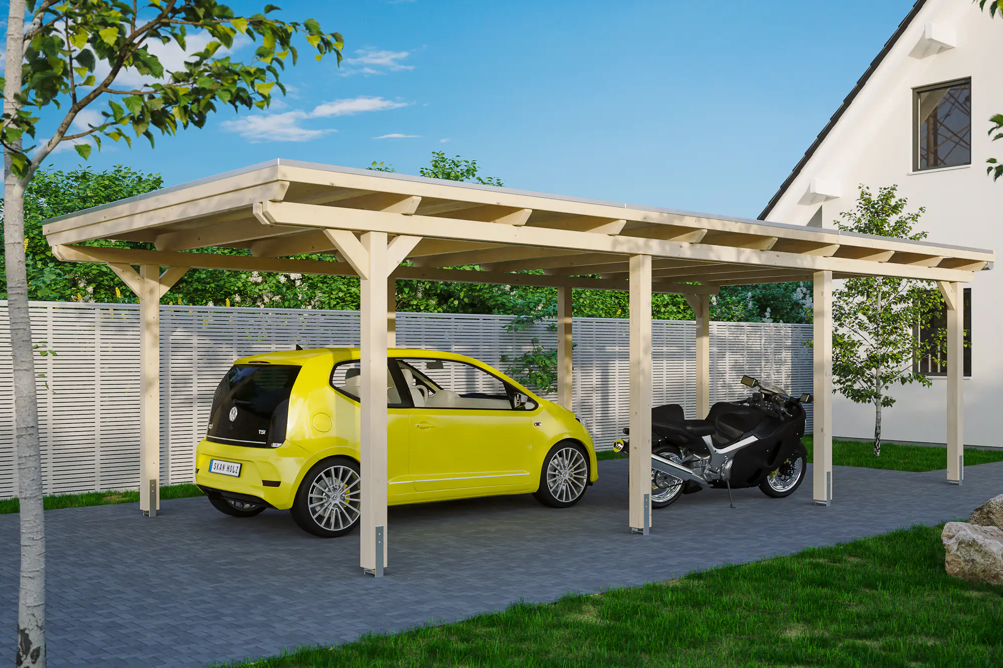 4018211022366 SKAN HOLZ Carport Emsland 404 x 846 cm mit Aluminiumdach, natur