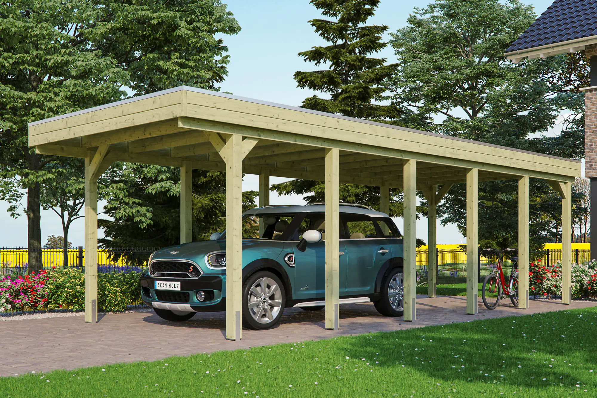 SKAN HOLZ Carport Friesland 314 x 860 cm mit EPDM-Dach